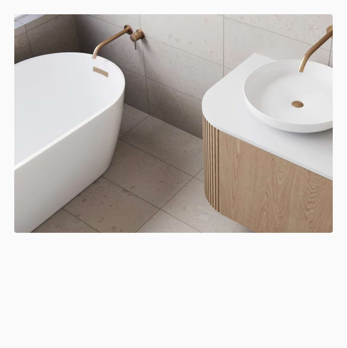 Minimalist bathroom featuring natural stone floor tiles and wooden accents