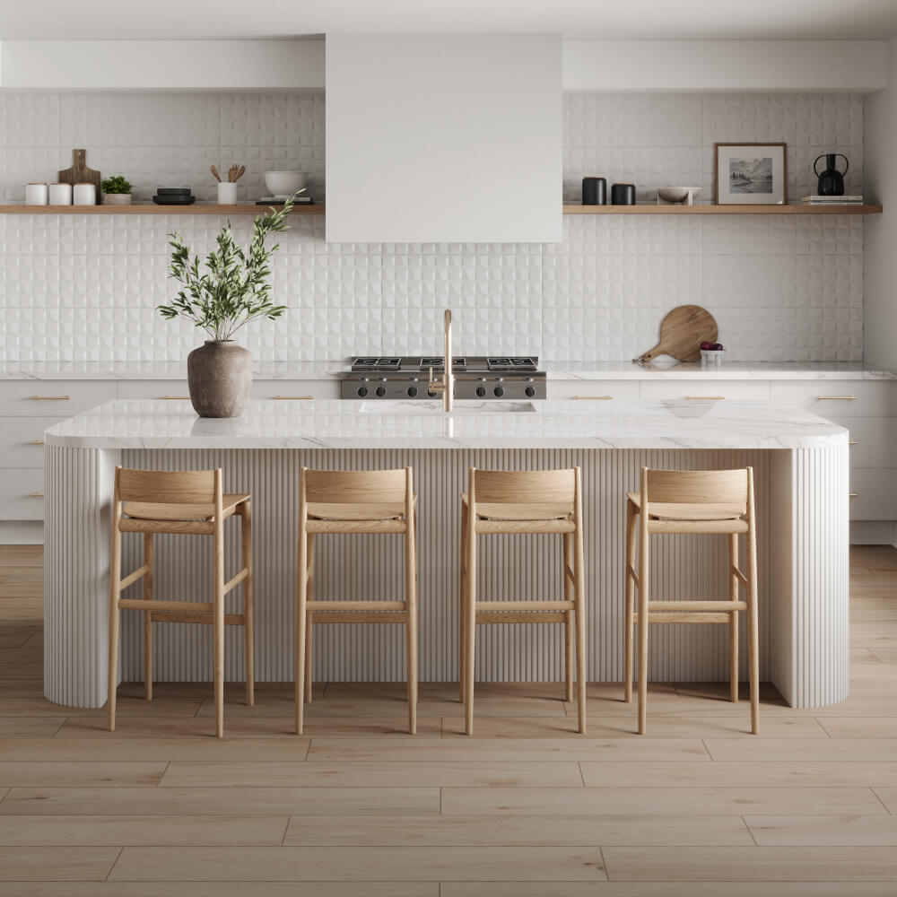 White Kitchen Tile bringing a fresh look to a modern kitchen design.