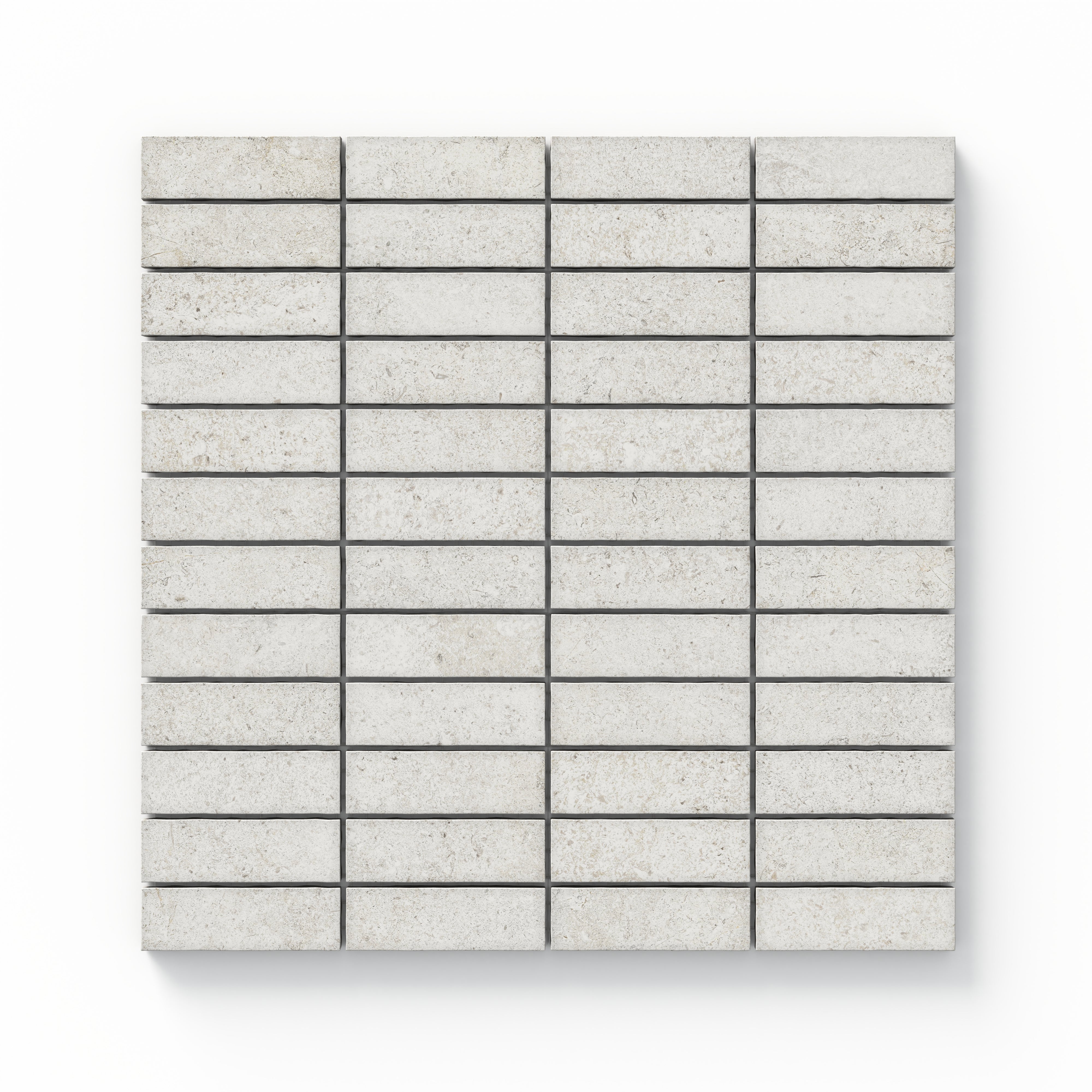 Adeline 1x3 Matte Porcelain Mosaic Tile in Sand, featuring a refined grid design with a light beige tone and matte finish.