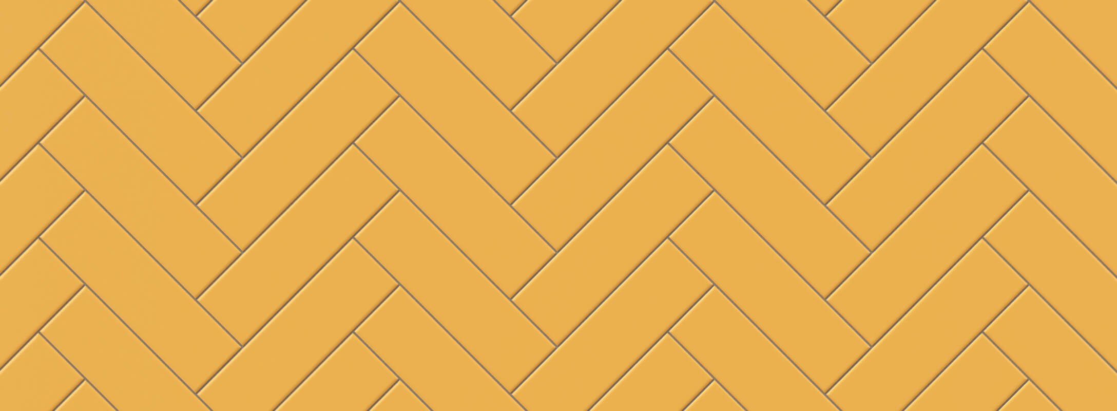 Bright yellow tiles arranged in a herringbone pattern, bringing a vibrant and dynamic energy to any kitchen wall