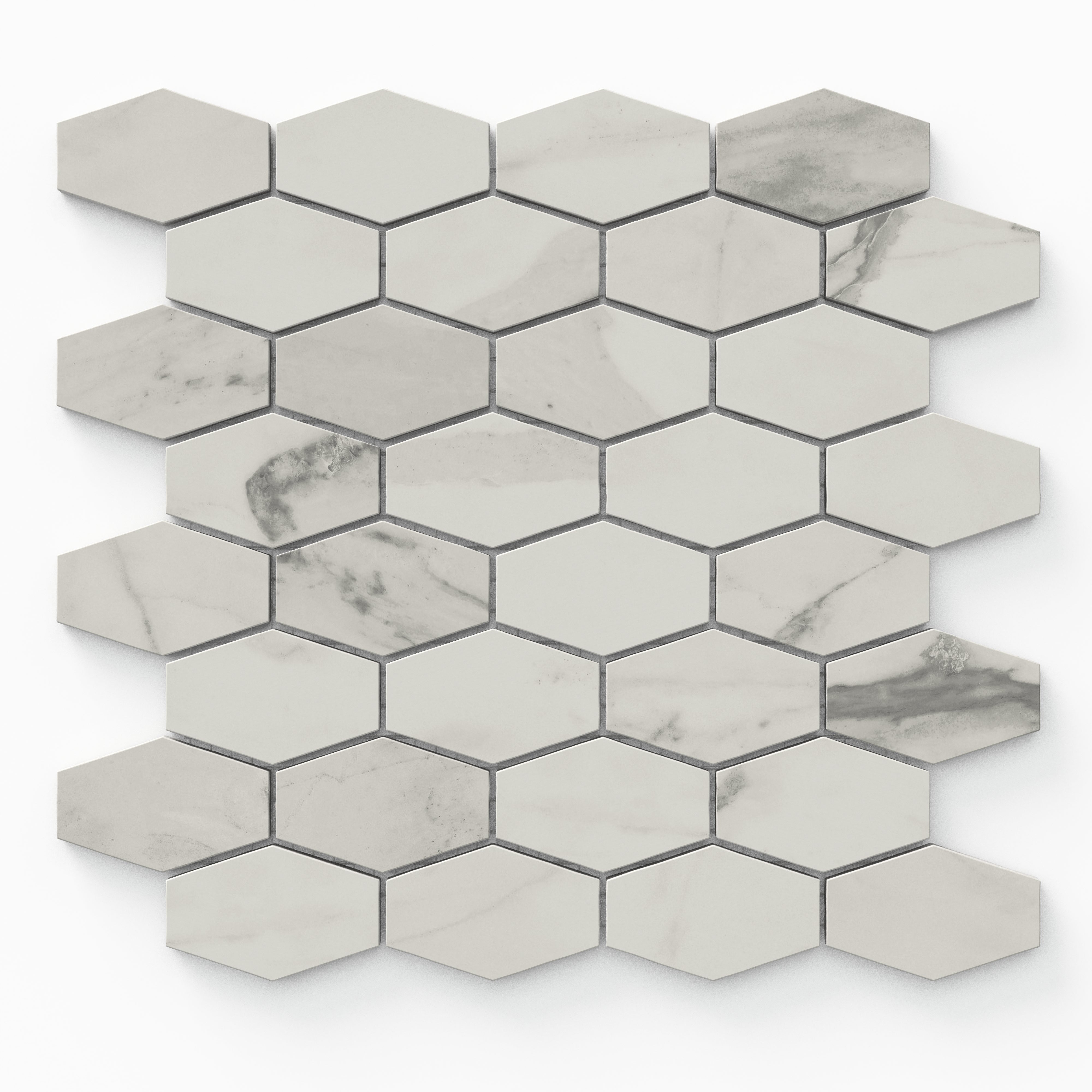 Chantel 12x11 Matte Porcelain Hexagon Mosaic Tile in Apuano