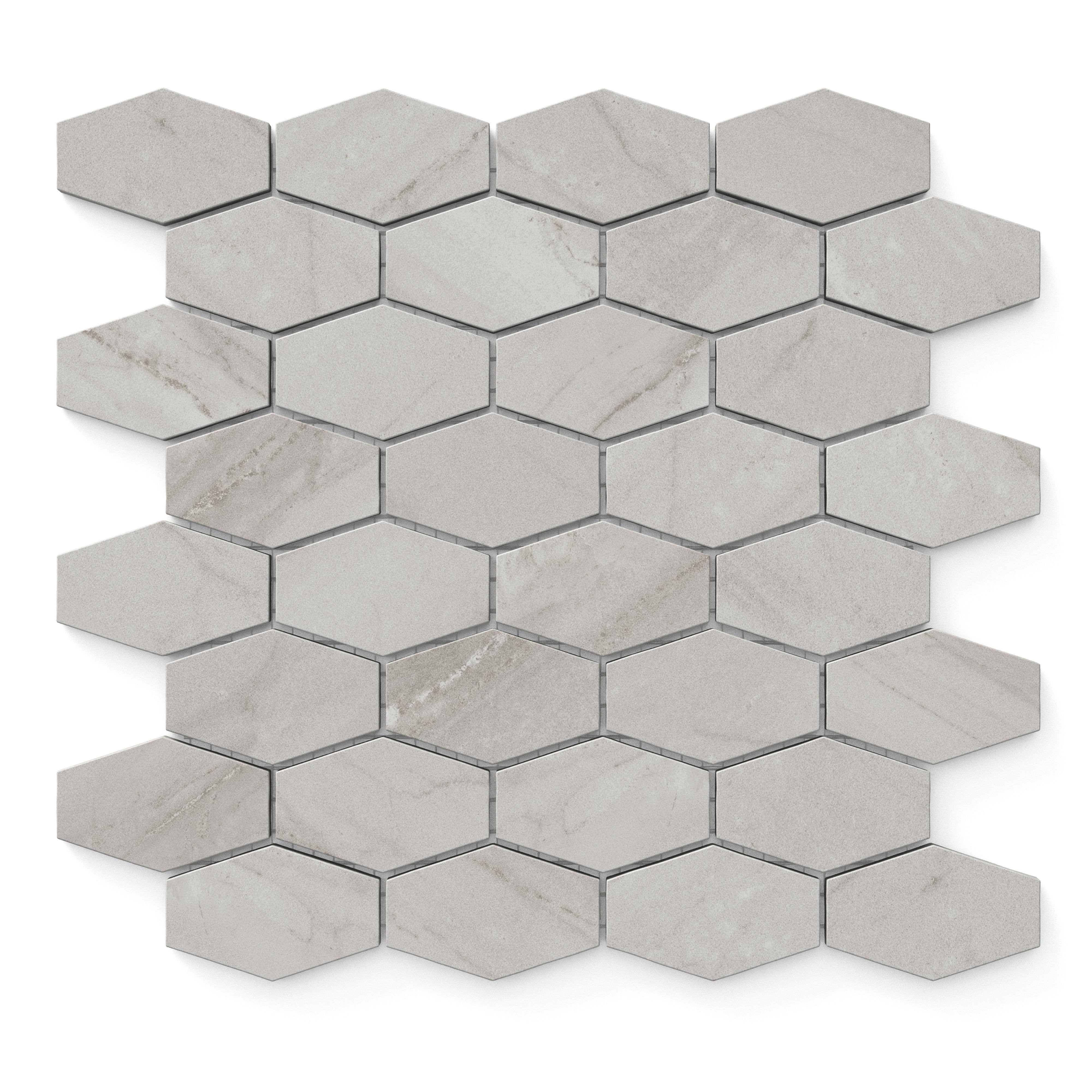 Chantel 12x11 Matte Porcelain Hexagon Mosaic Tile in Alaska Grey