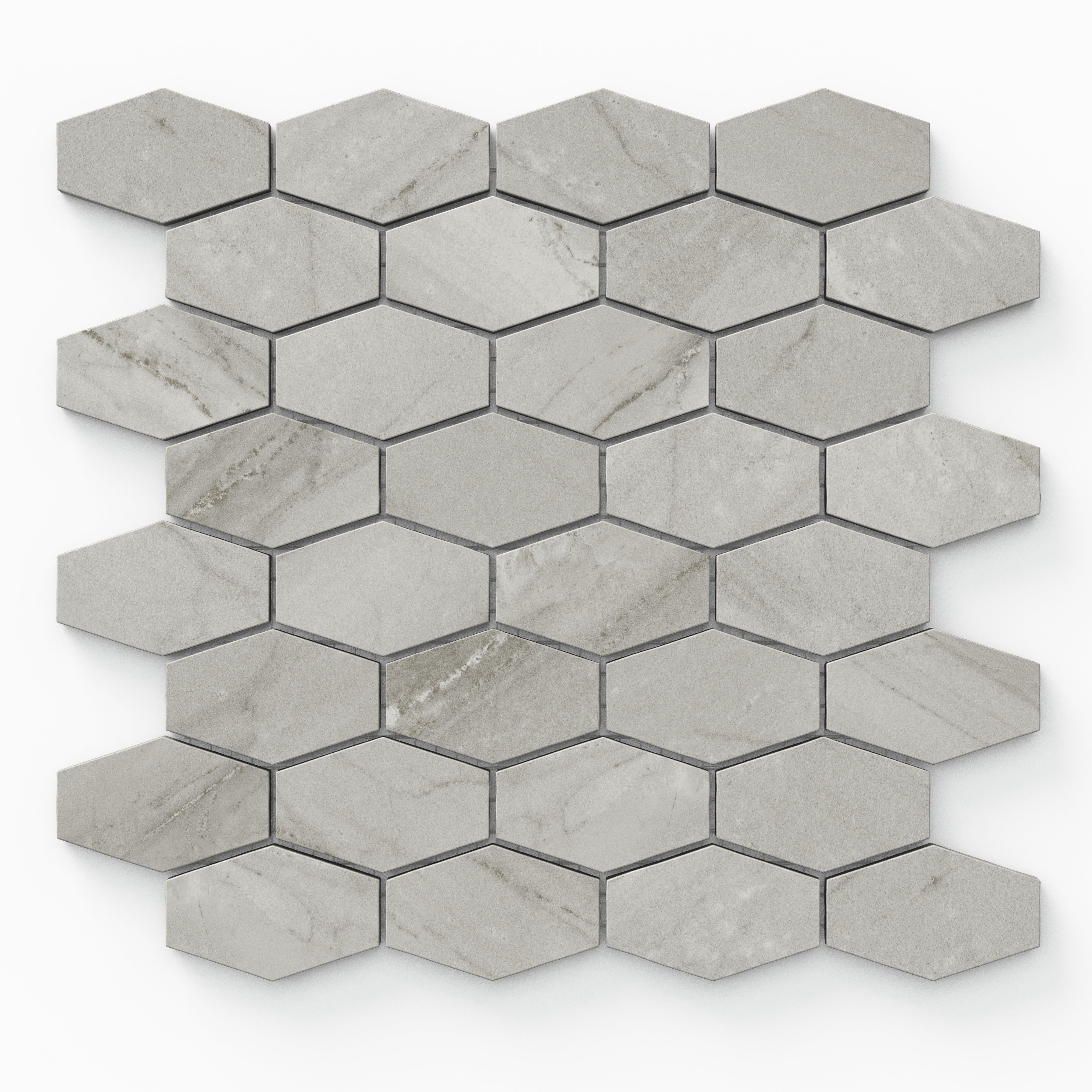 Chantel 12x11 Matte Porcelain Hexagon Mosaic Tile in Alaska Grey