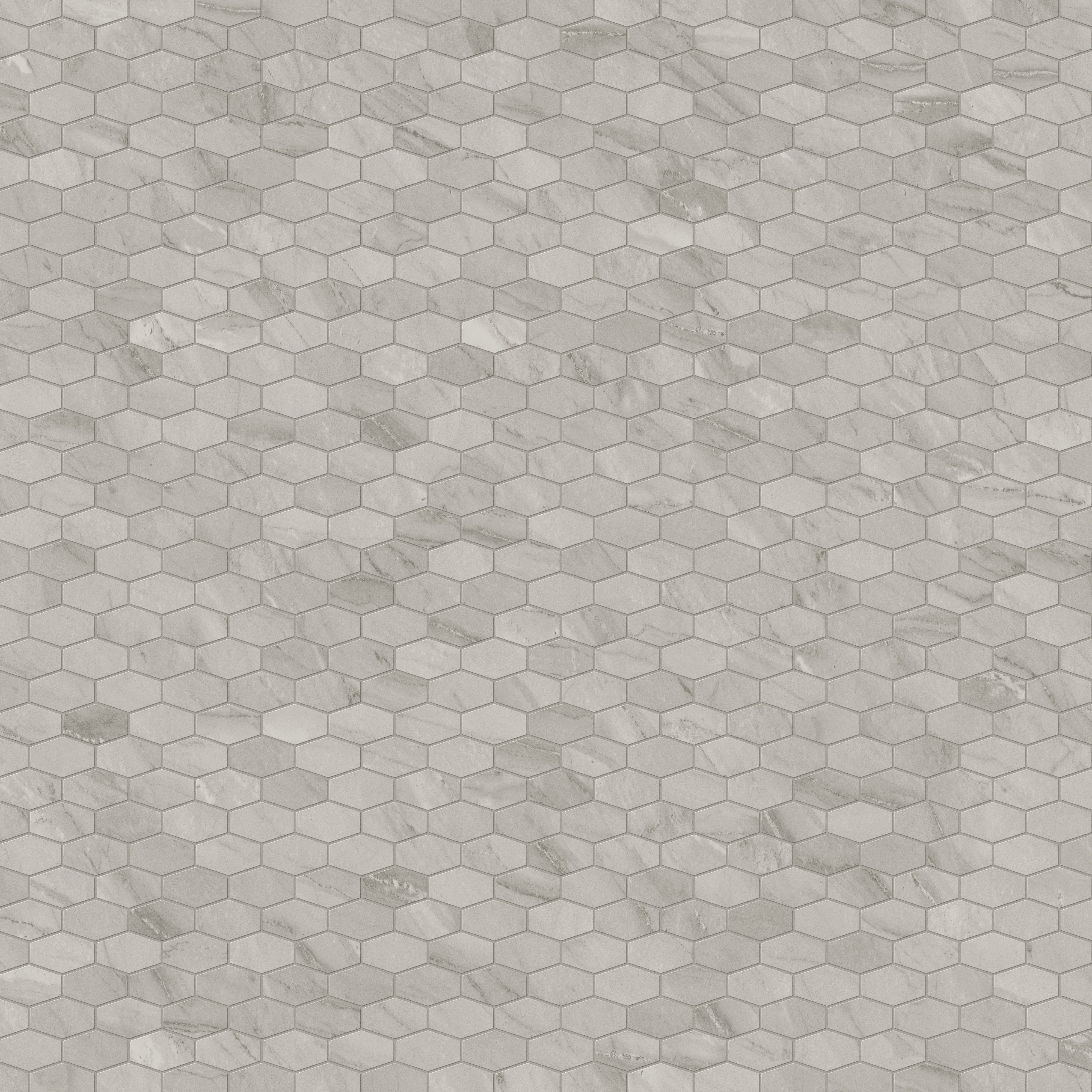 Chantel 12x11 Polished Porcelain Hexagon Mosaic Tile in Alaska Grey