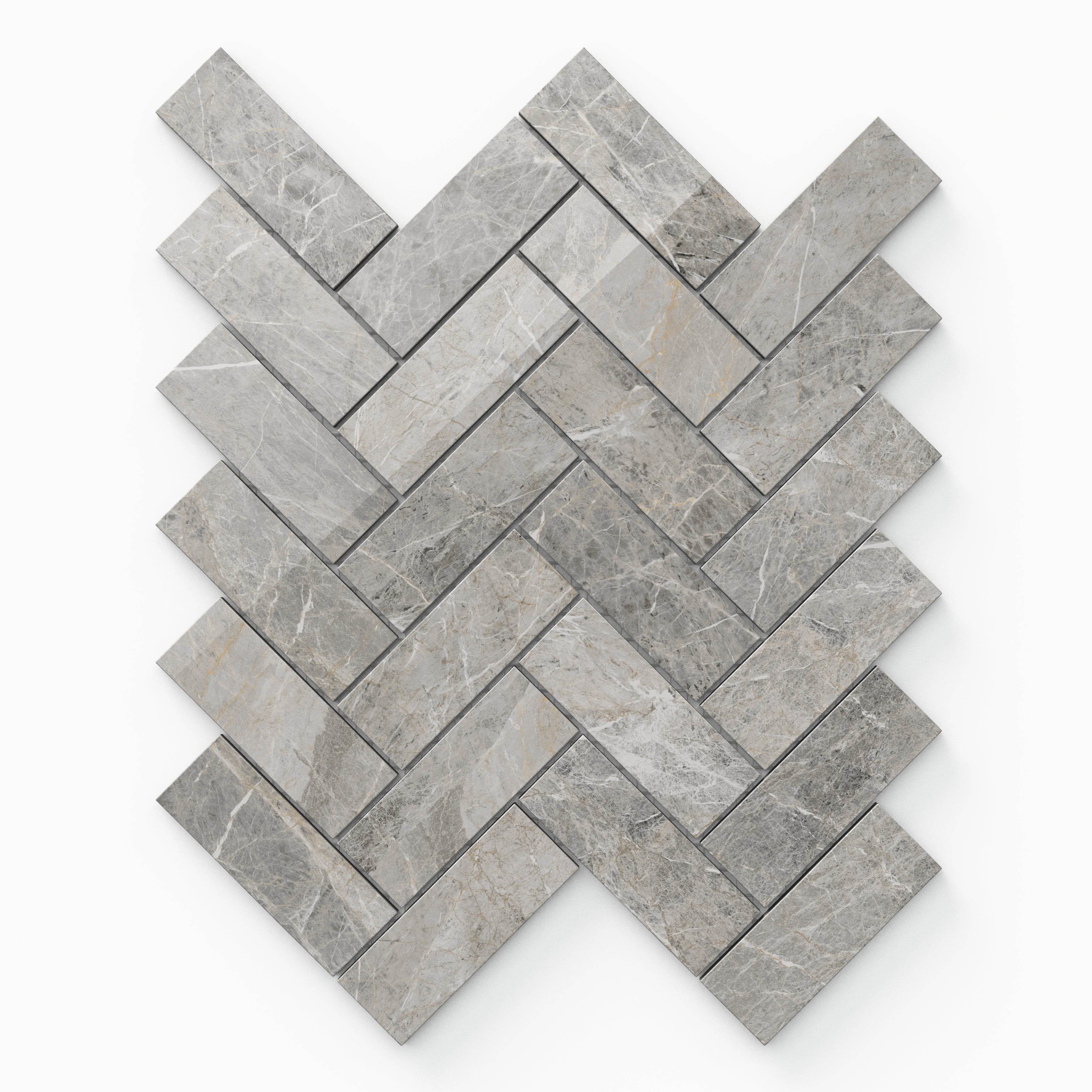 Chantel 12x15 Polished Porcelain Herringbone Mosaic Tile in Imperial