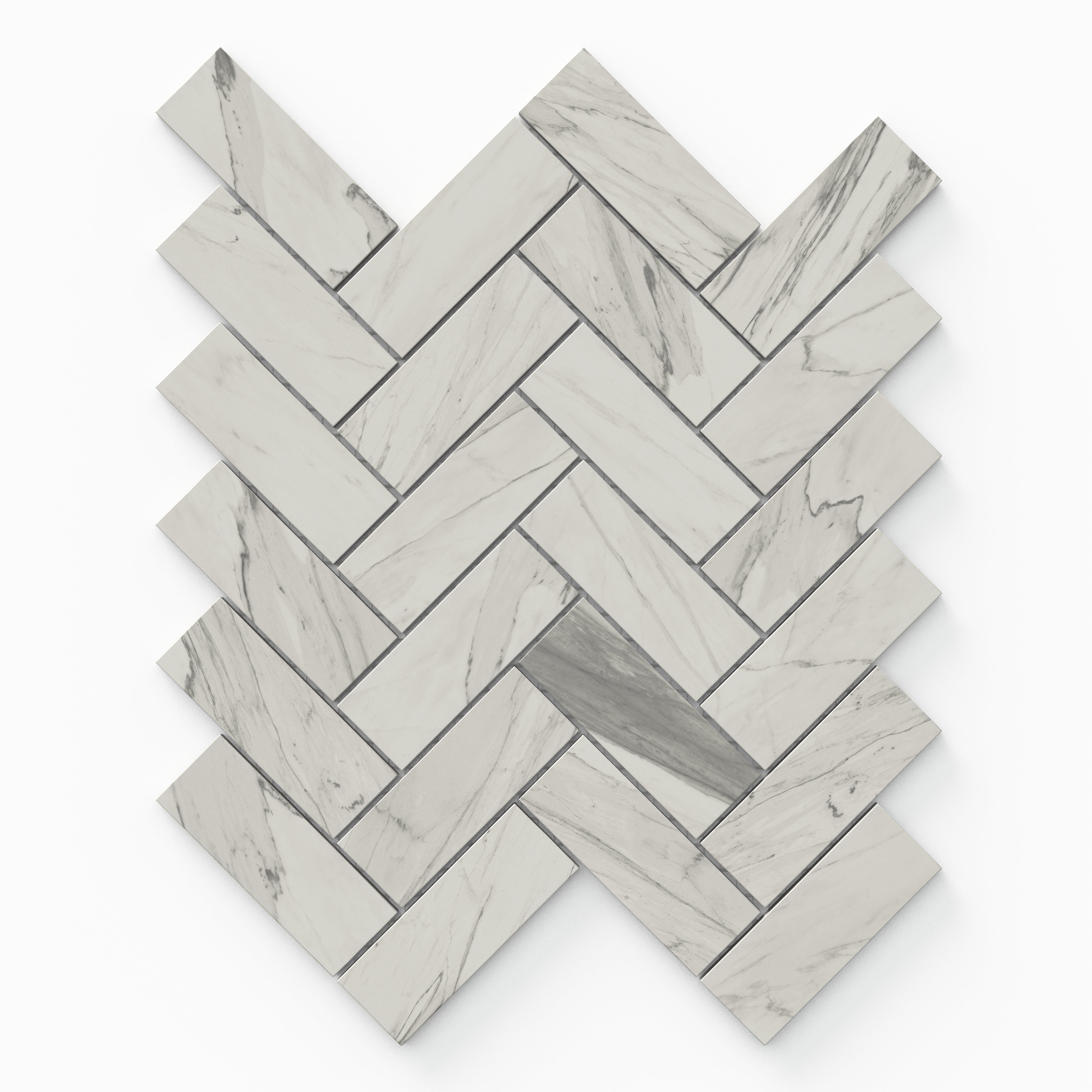 Chantel 12x15 Matte Porcelain Herringbone Mosaic Tile in Apuano