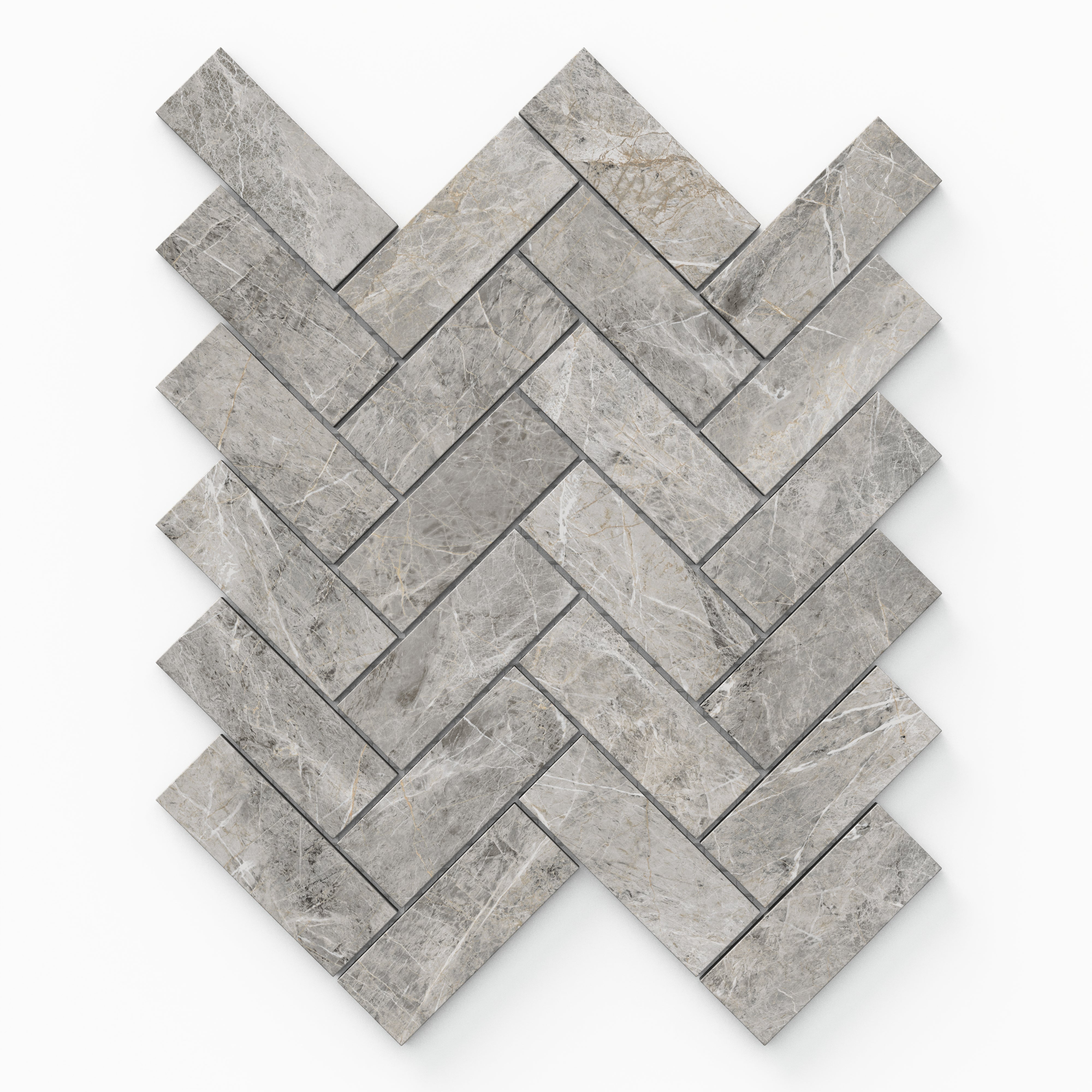 Chantel 12x15 Matte Porcelain Herringbone Mosaic Tile in Imperial