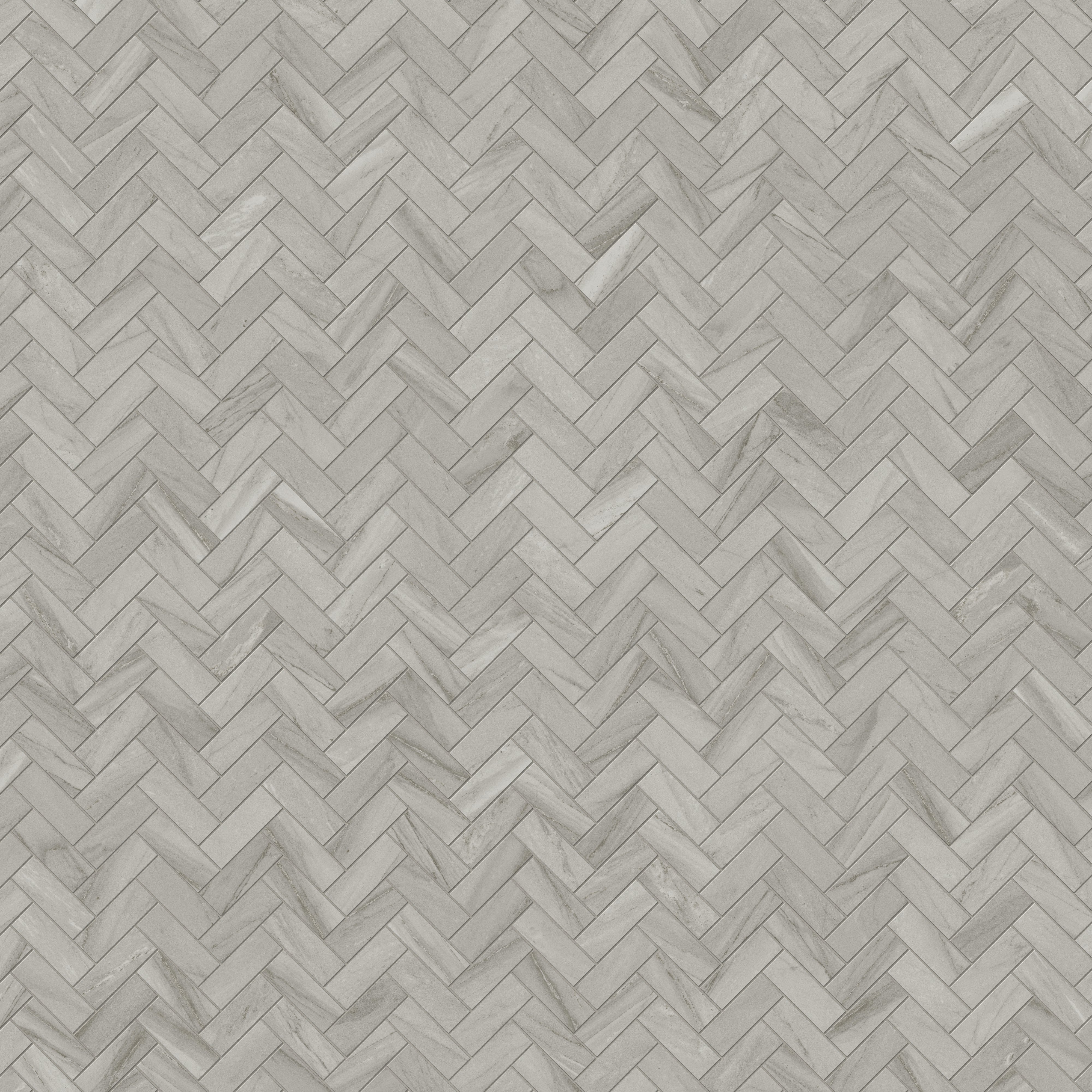 Chantel 12x15 Matte Porcelain Herringbone Mosaic Tile in Alaska Grey