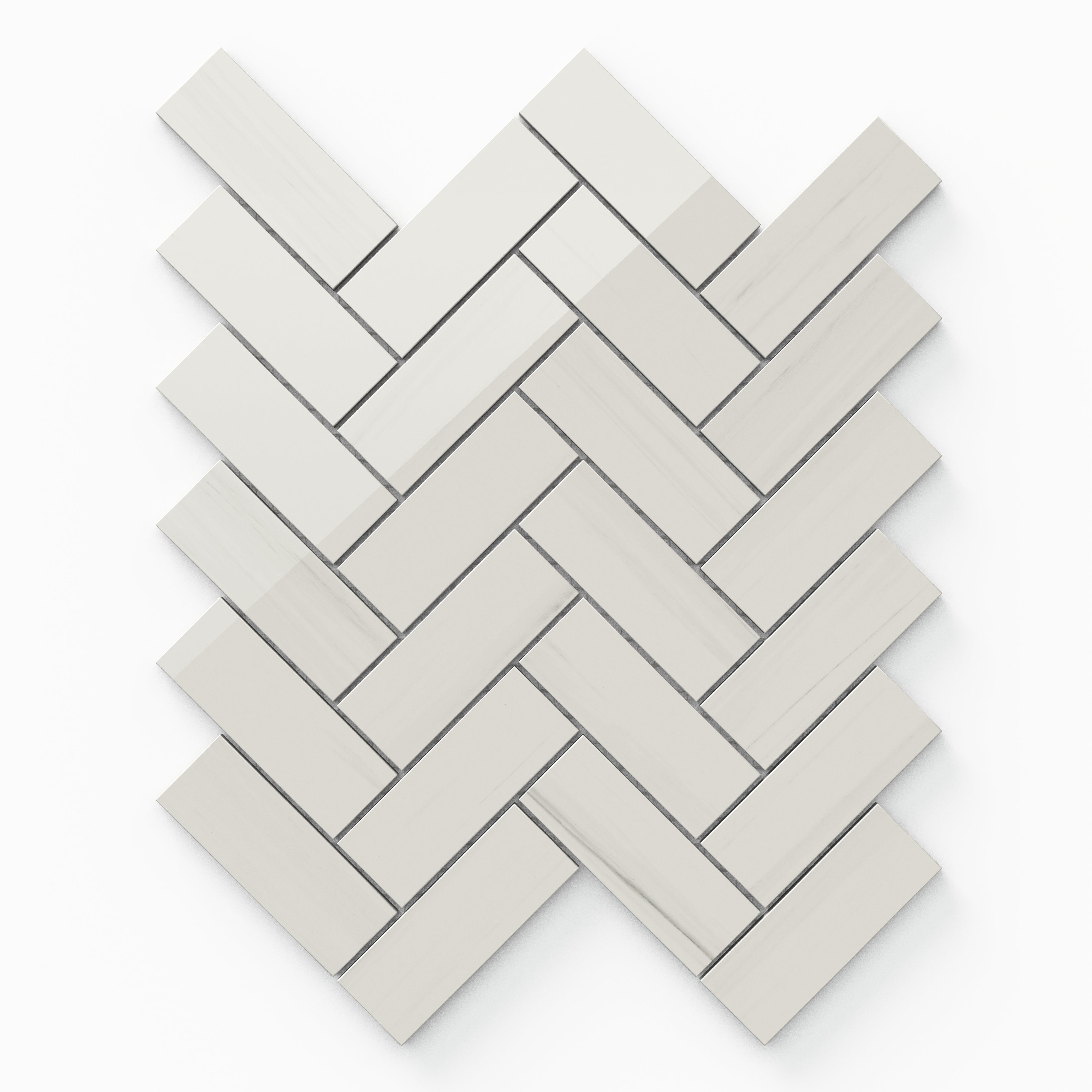 Chantel 12x15 Polished Porcelain Herringbone Mosaic Tile in Dolomite