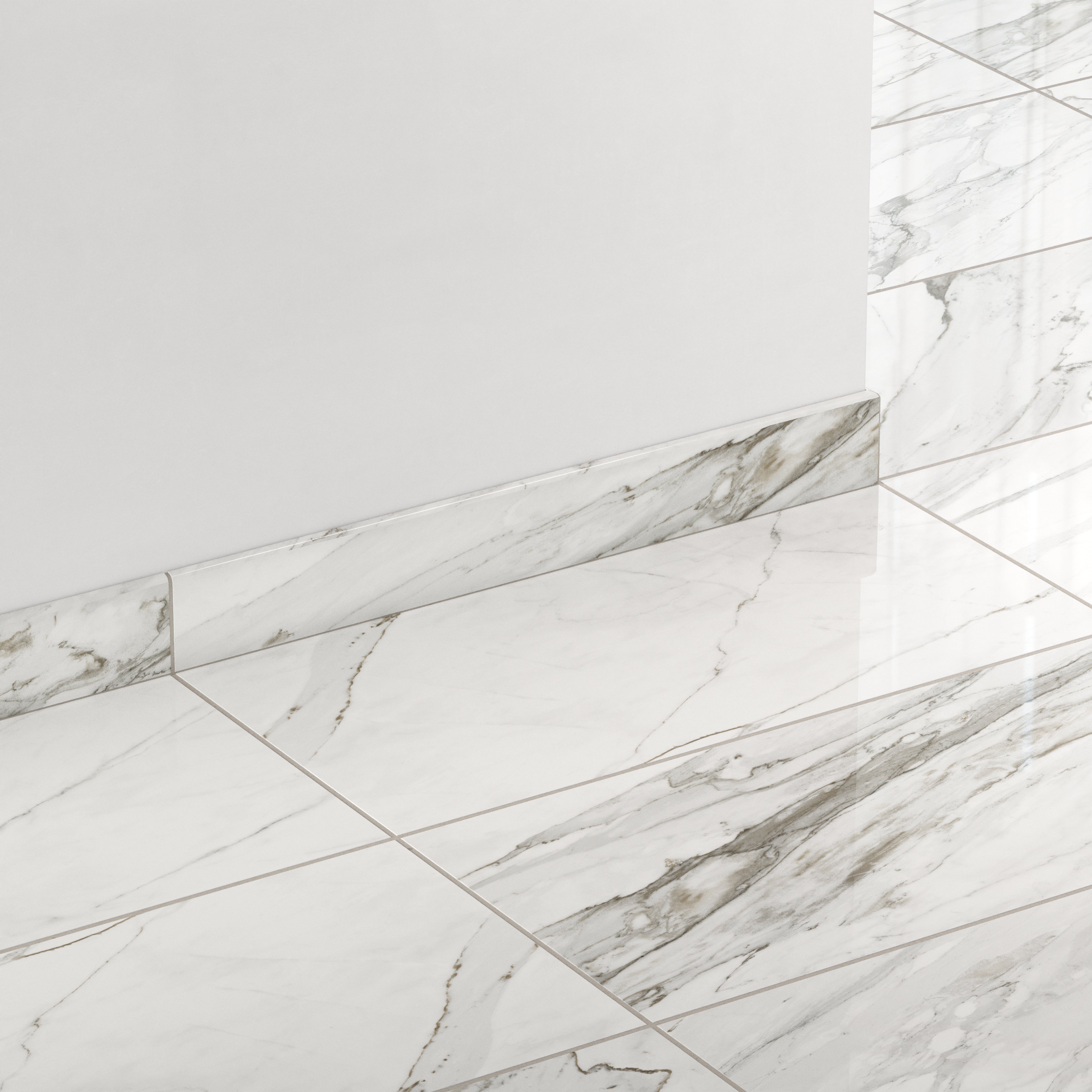 Chantel 3x24 Polished Porcelain Bullnose Tile in Apuano