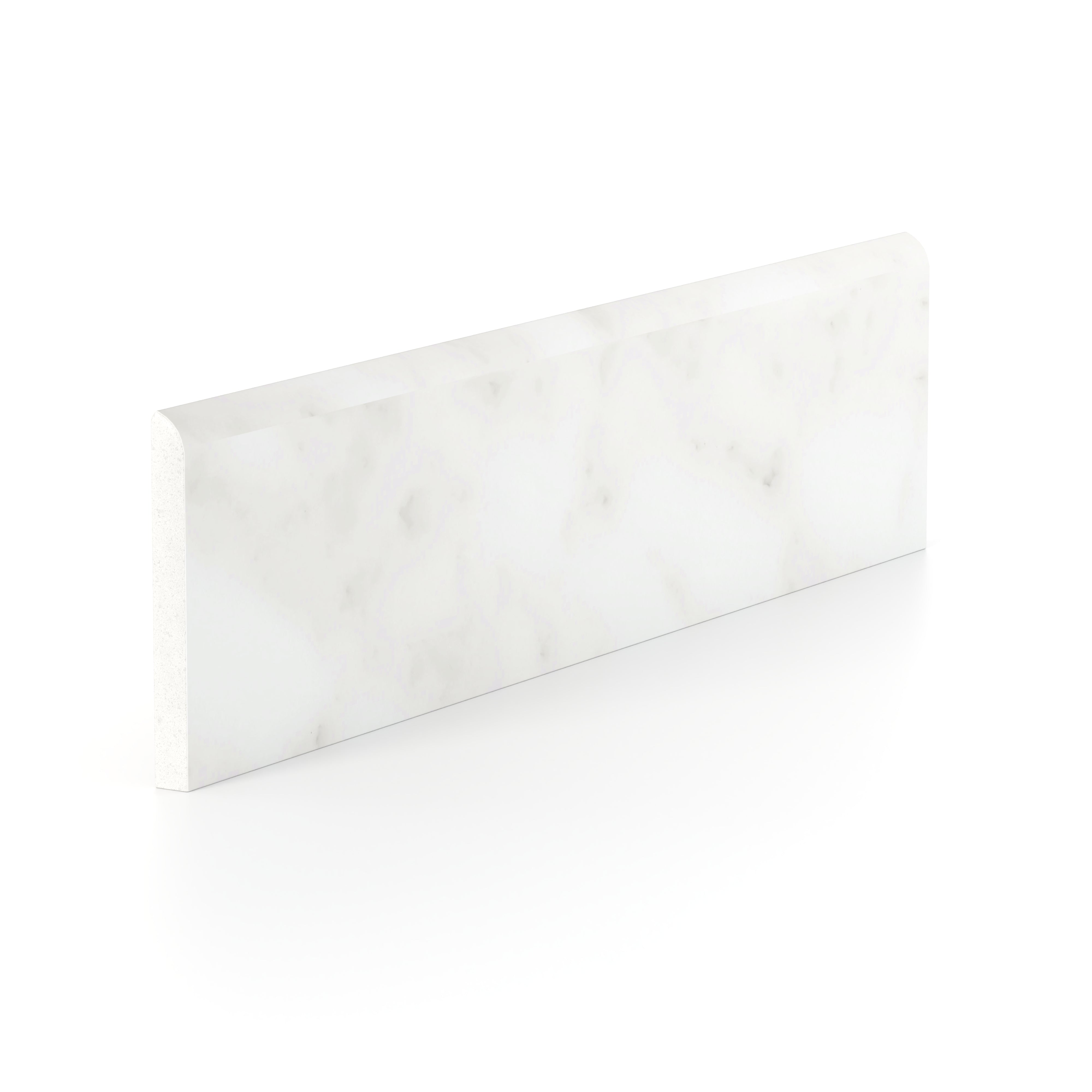 Aniston 3x12 Matte Porcelain Bullnose Tile in Carrara Bianco