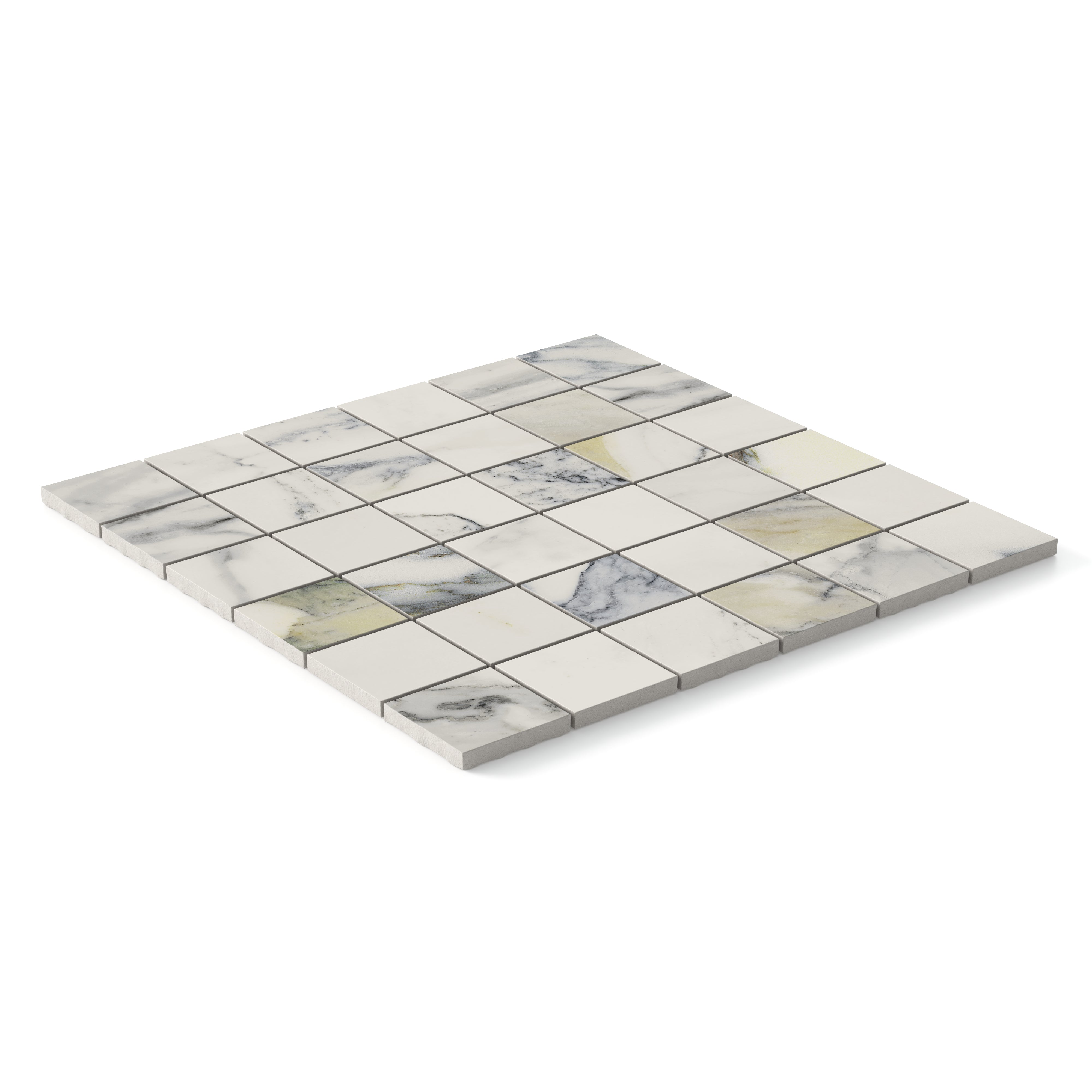 Aniston 2x2 Matte Porcelain Mosaic Tile in Calacatta Antico