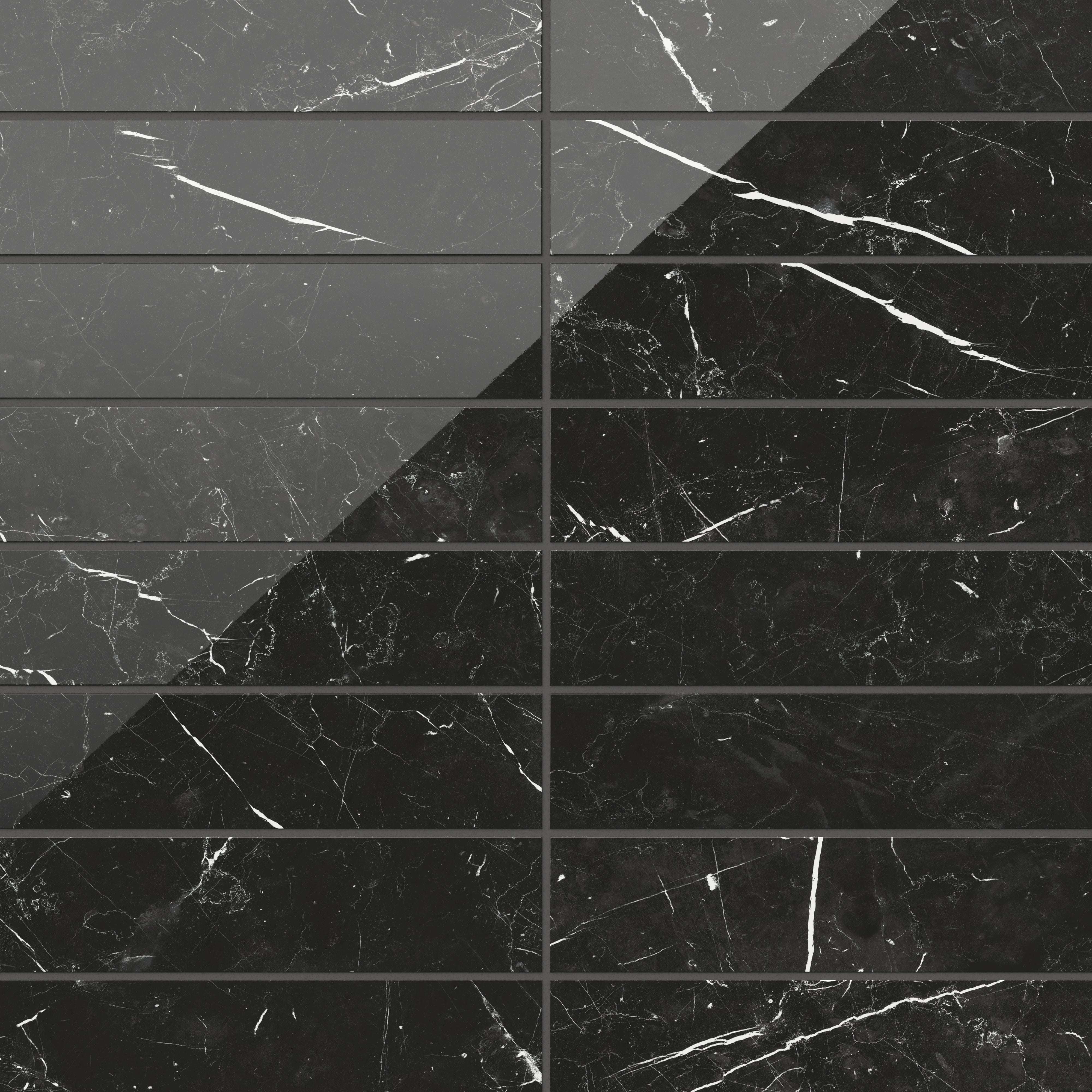 Leona 3x12 Polished Porcelain Tile in Nero Marquina