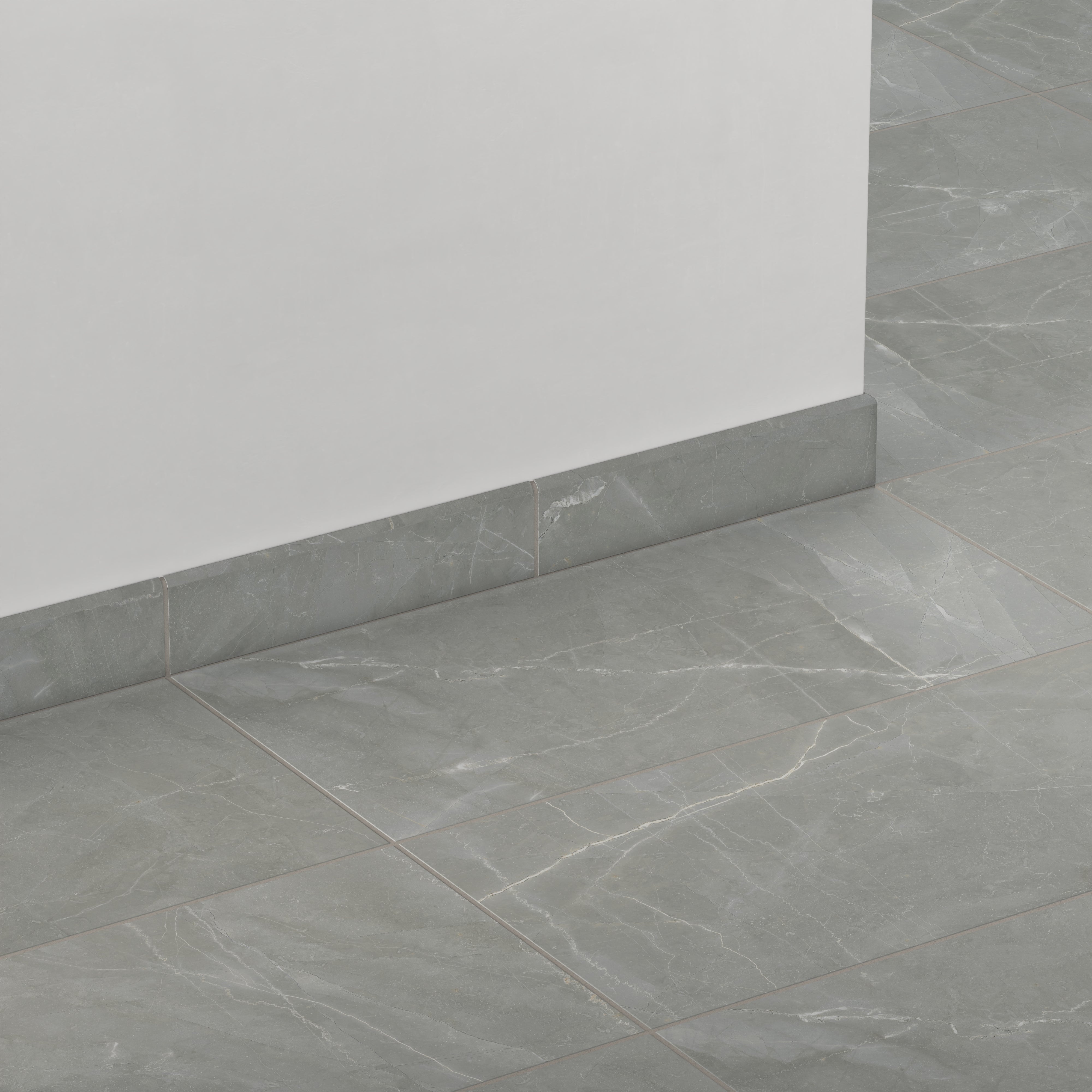 Leona 3x12 Matte Porcelain Bullnose Tile in Amani Grey