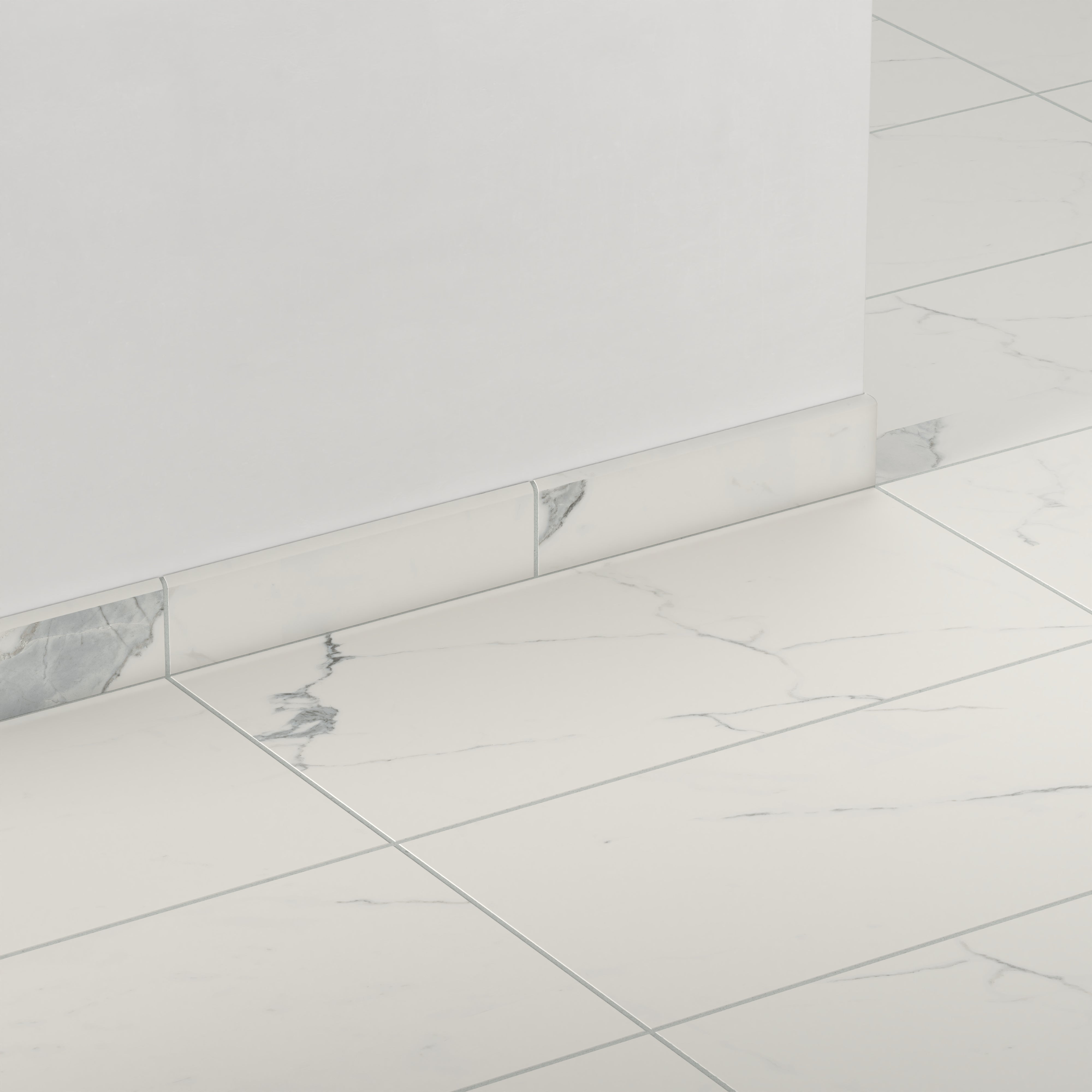 Leona 3x12 Matte Porcelain Bullnose Tile in Calacatta