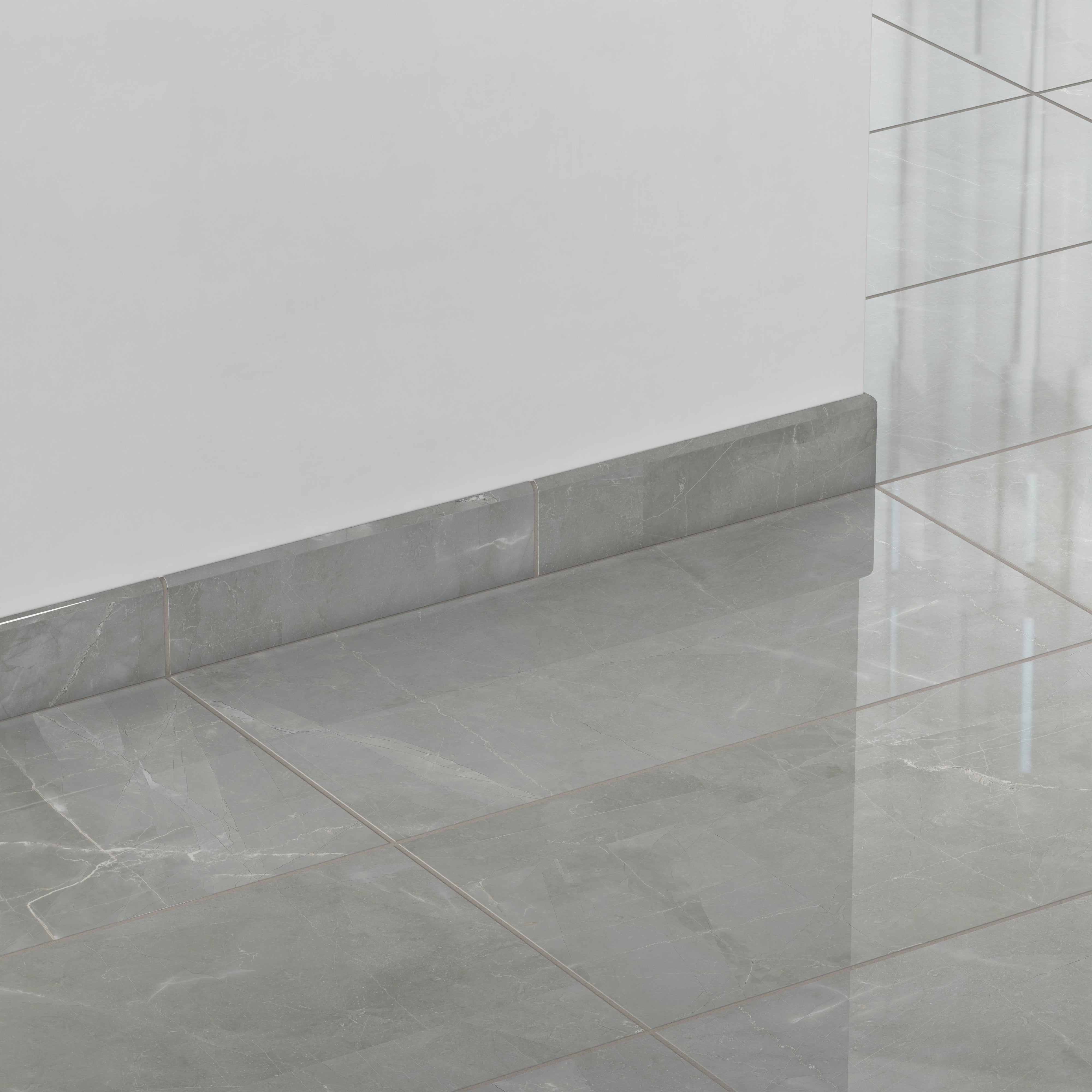 Leona 3x12 Polished Porcelain Bullnose Tile in Amani Grey