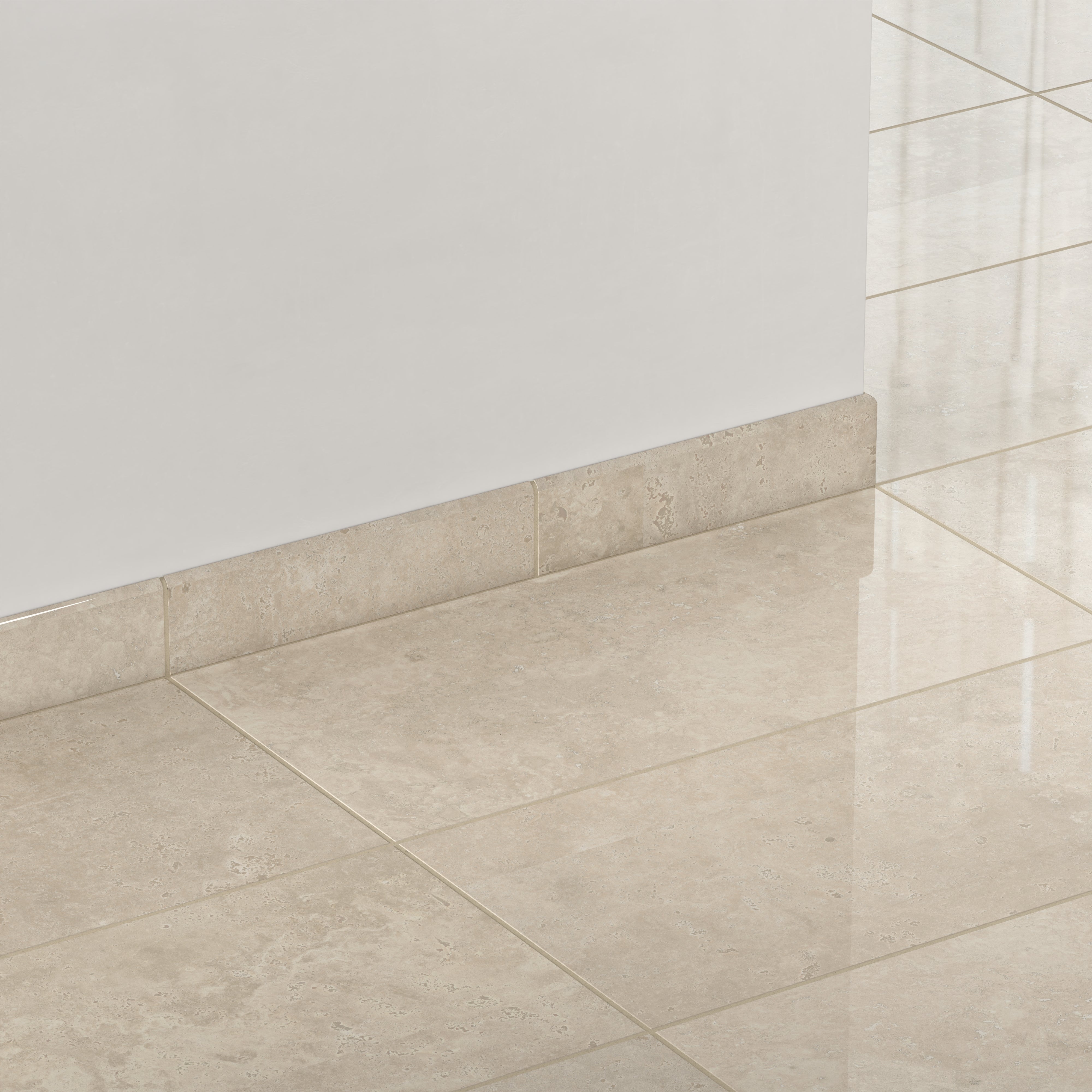 Leona 3x12 Polished Porcelain Bullnose Tile in Marfil