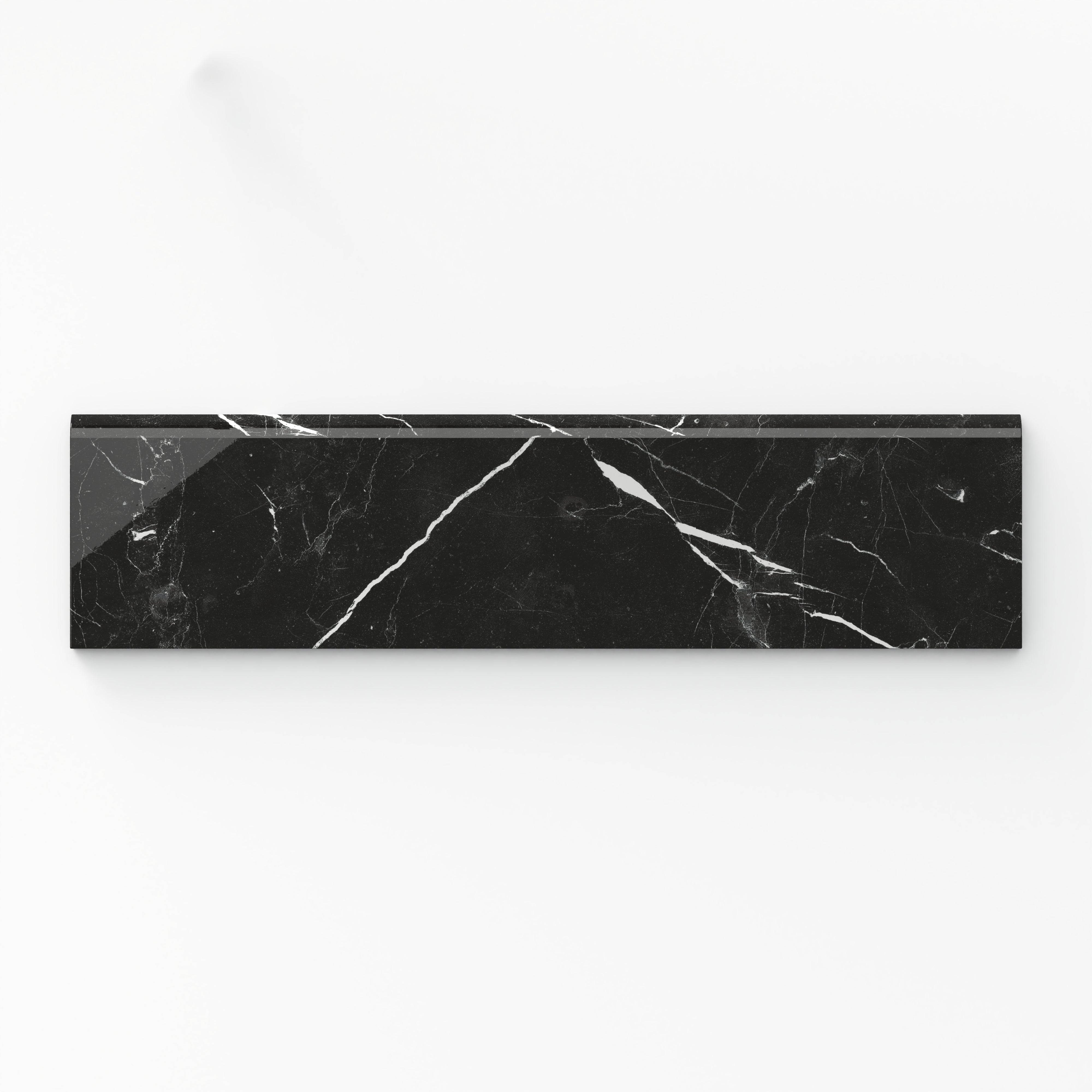 Leona 3x12 Polished Porcelain Bullnose Tile in Nero Marquina