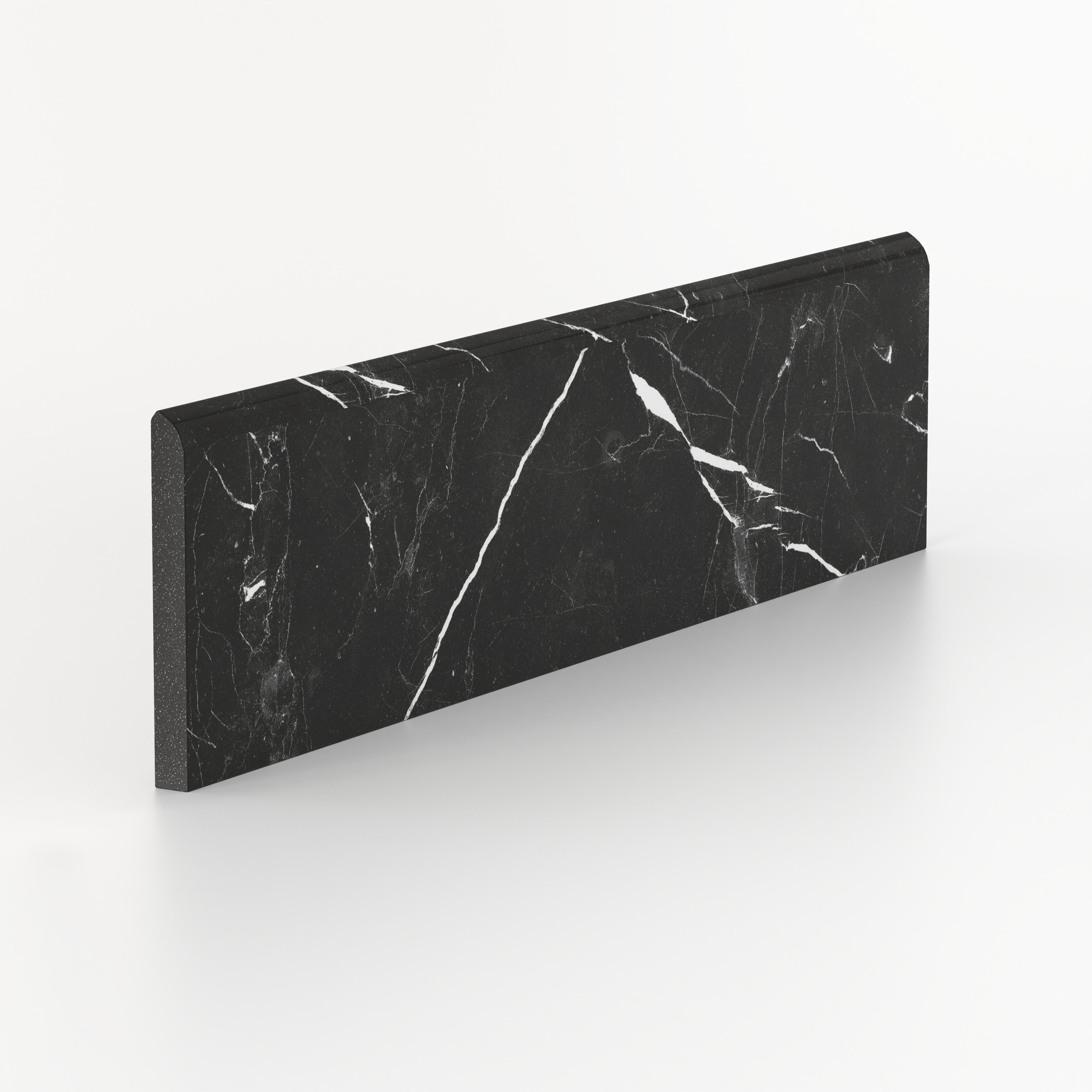 Leona 3x12 Polished Porcelain Bullnose Tile in Nero Marquina