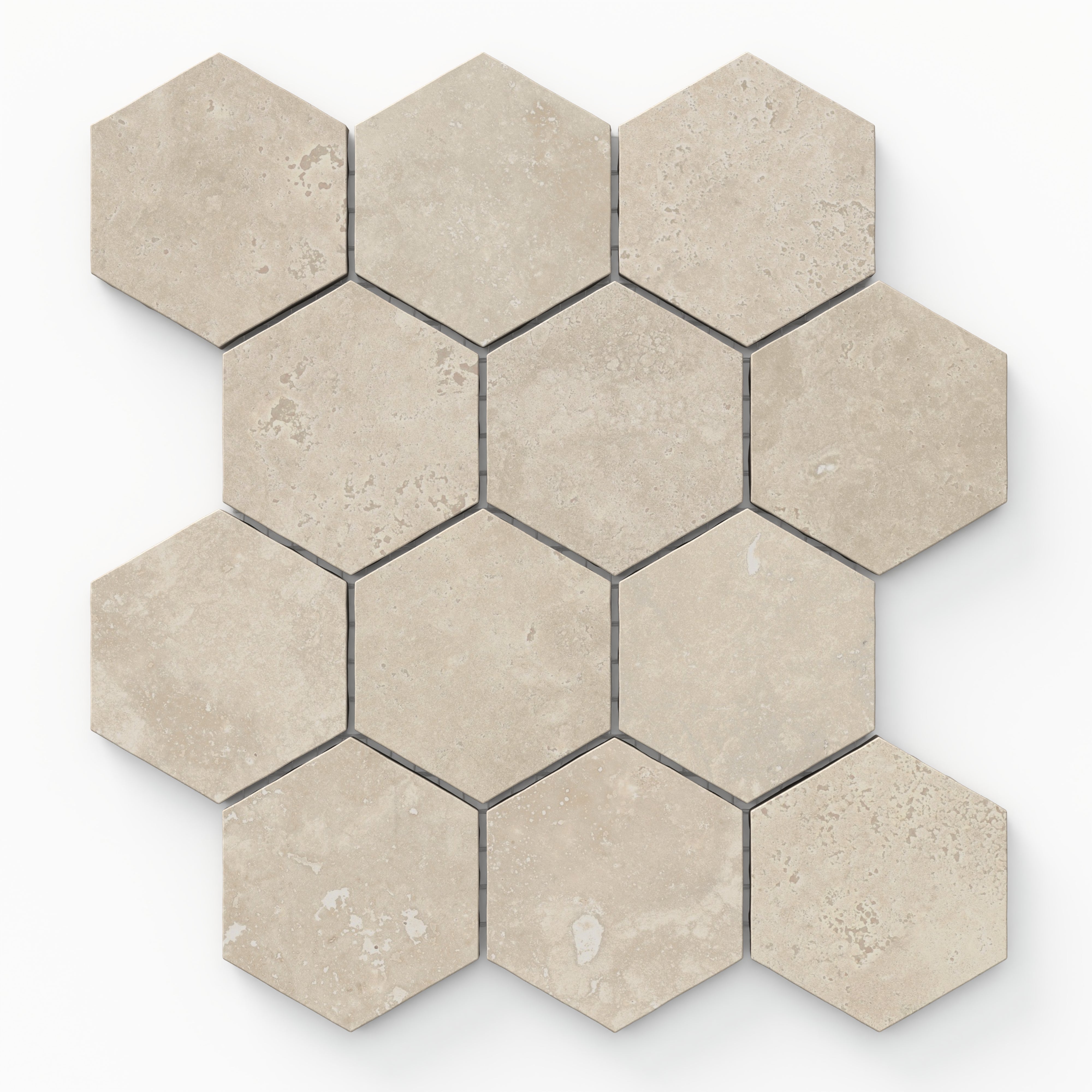 Leona 3x3 Matte Porcelain Hexagon Mosaic Tile in Marfil