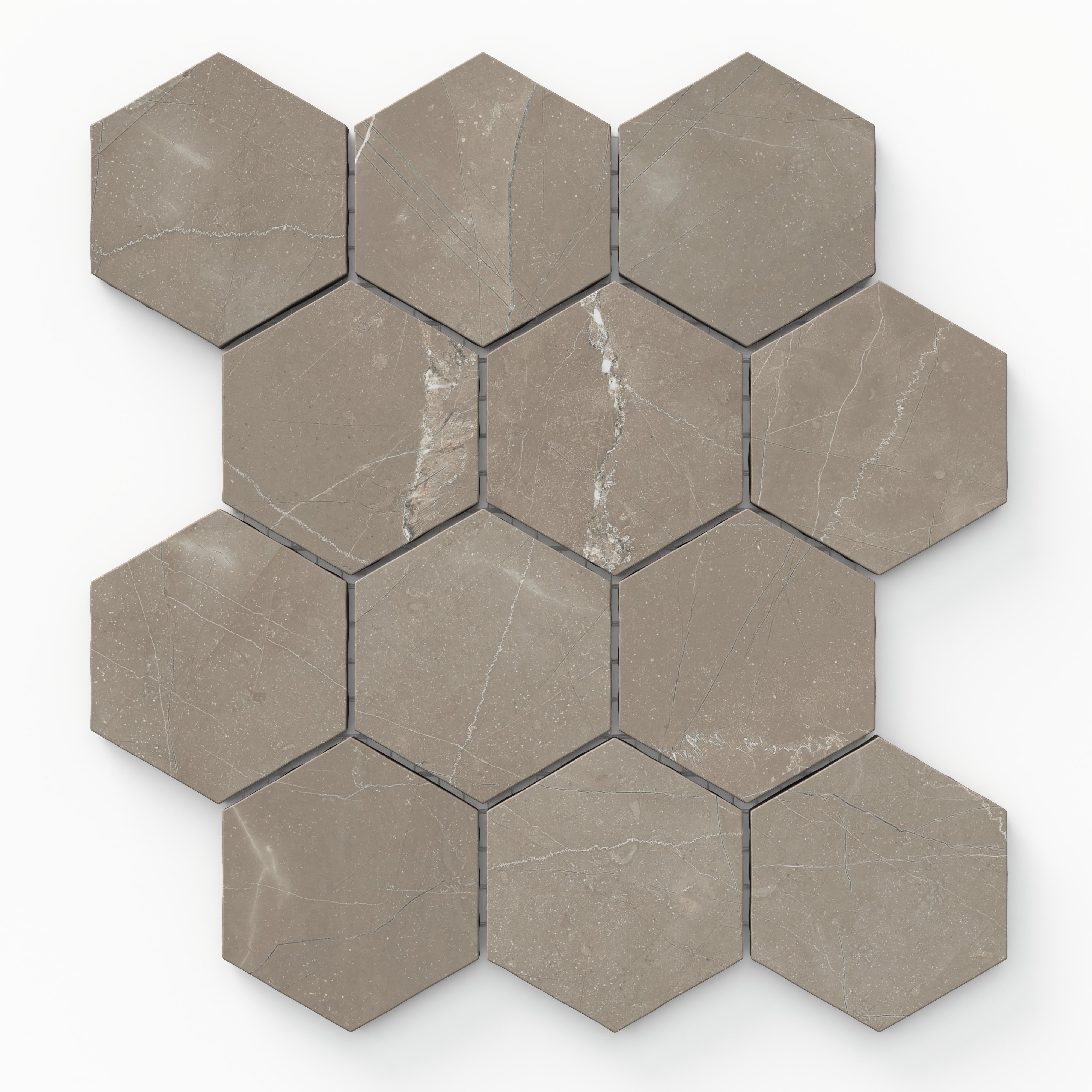 Leona 3x3 Matte Porcelain Hexagon Mosaic Tile in Amani Bronze