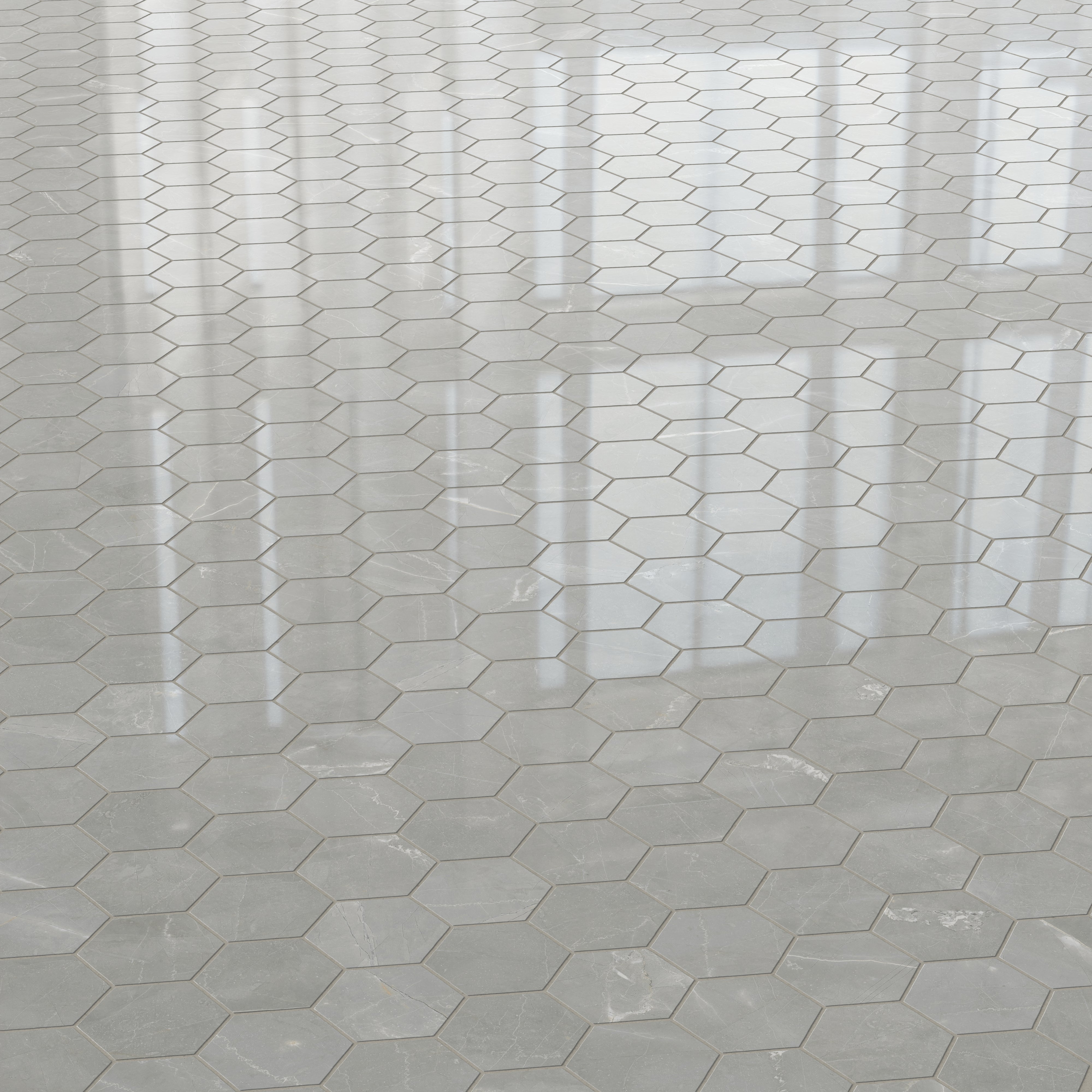 Leona 3x3 Polished Porcelain Hexagon Mosaic Tile in Amani Grey