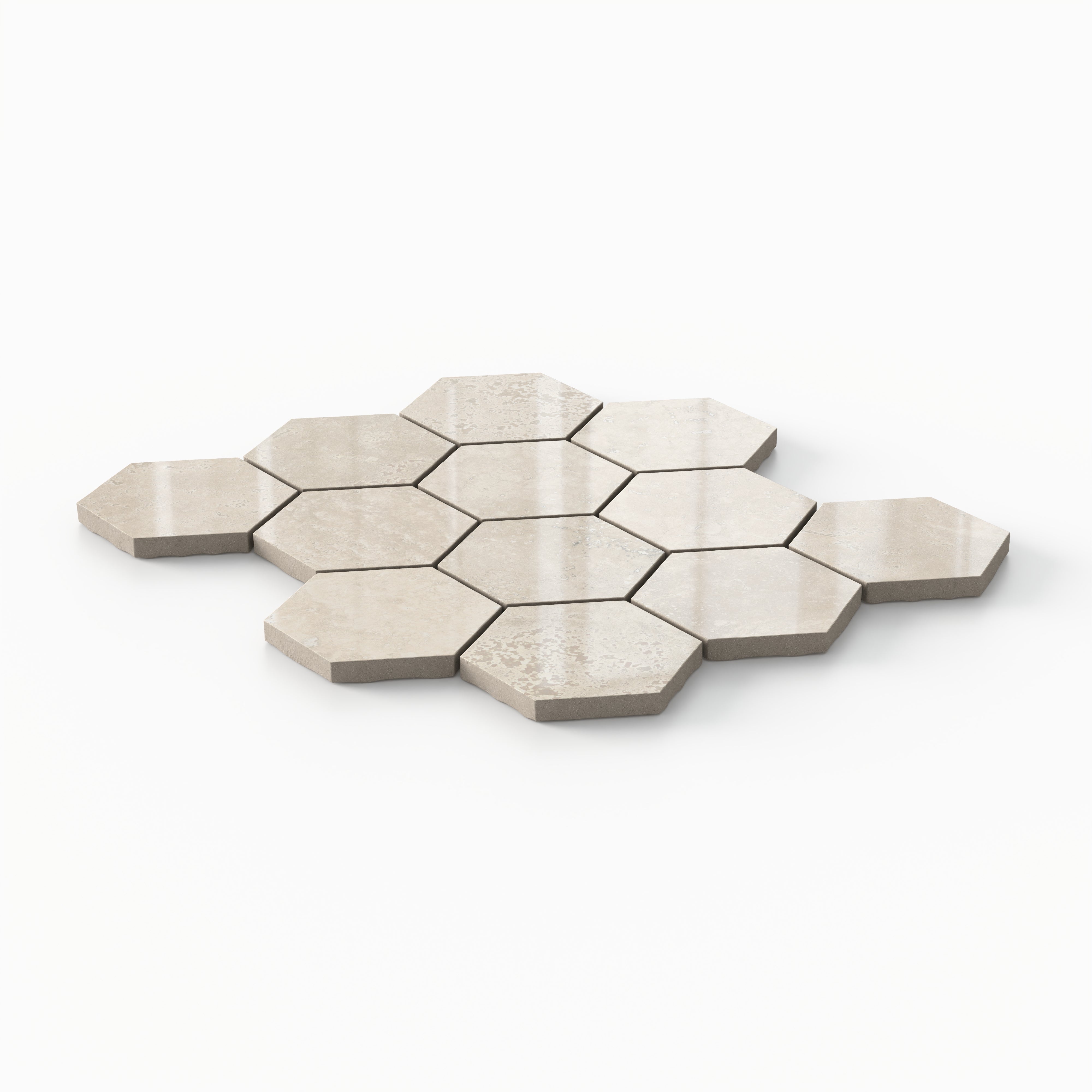 Leona 3x3 Polished Porcelain Hexagon Mosaic Tile in Marfil