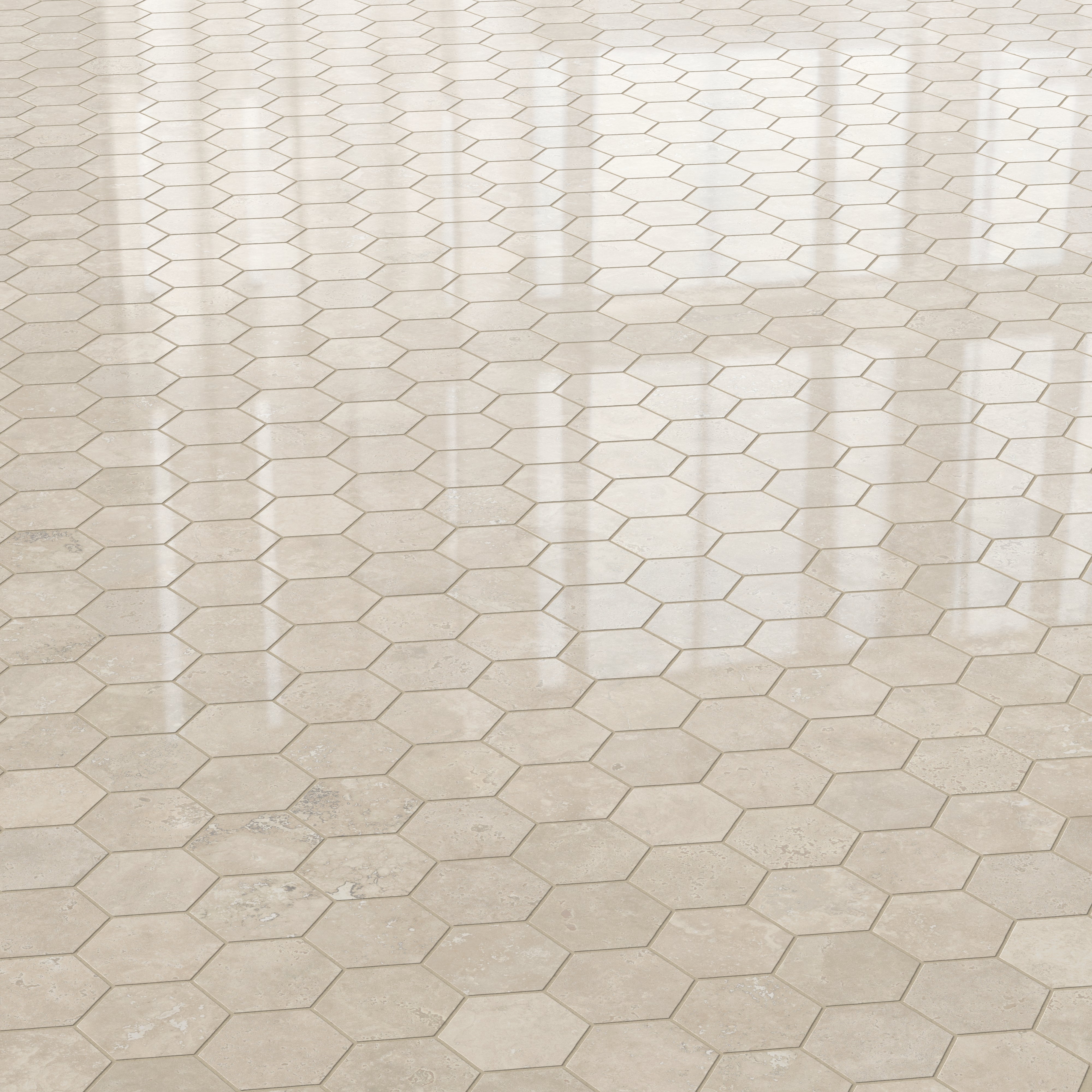 Leona 3x3 Polished Porcelain Hexagon Mosaic Tile in Marfil