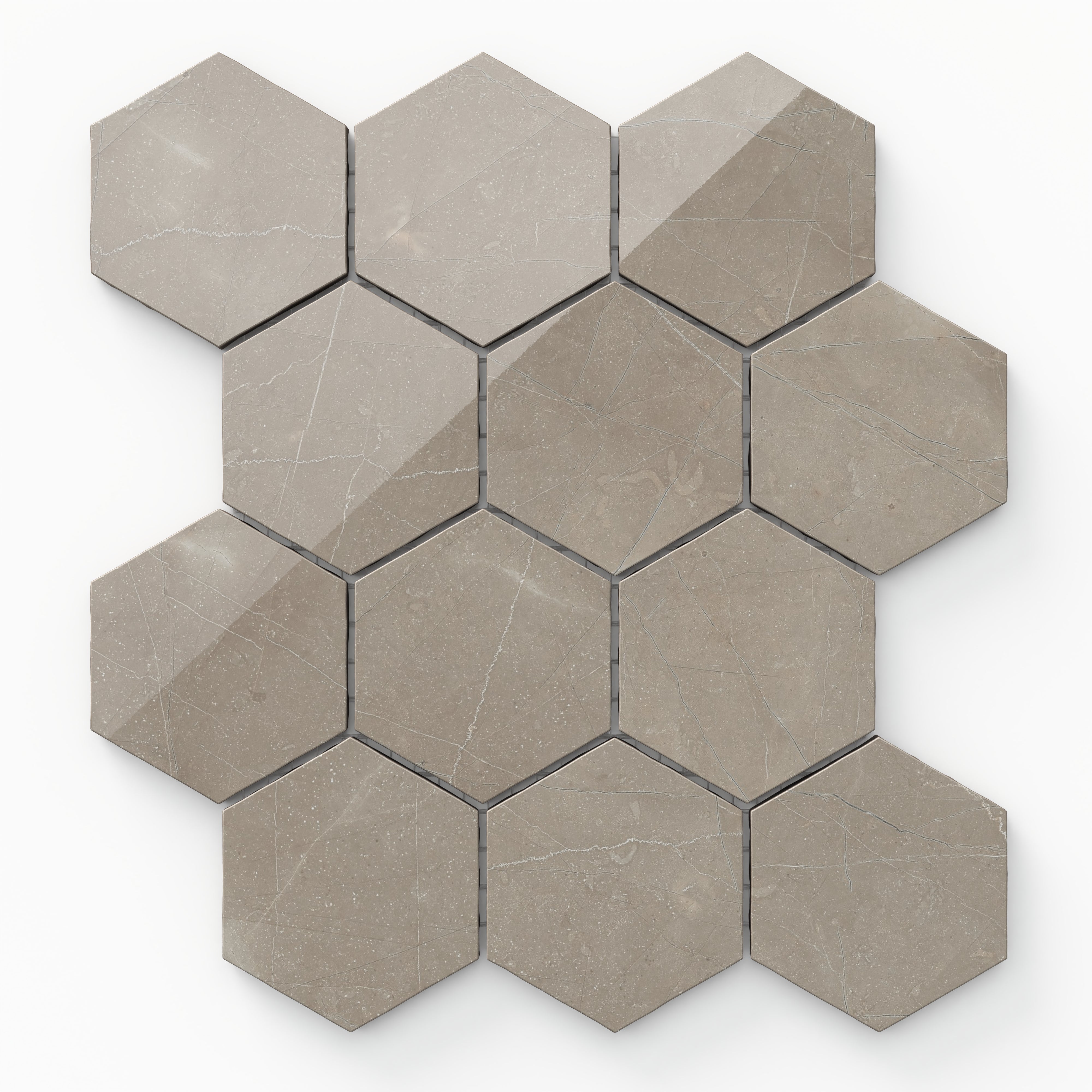 Leona 3x3 Polished Porcelain Hexagon Mosaic Tile in Amani Bronze