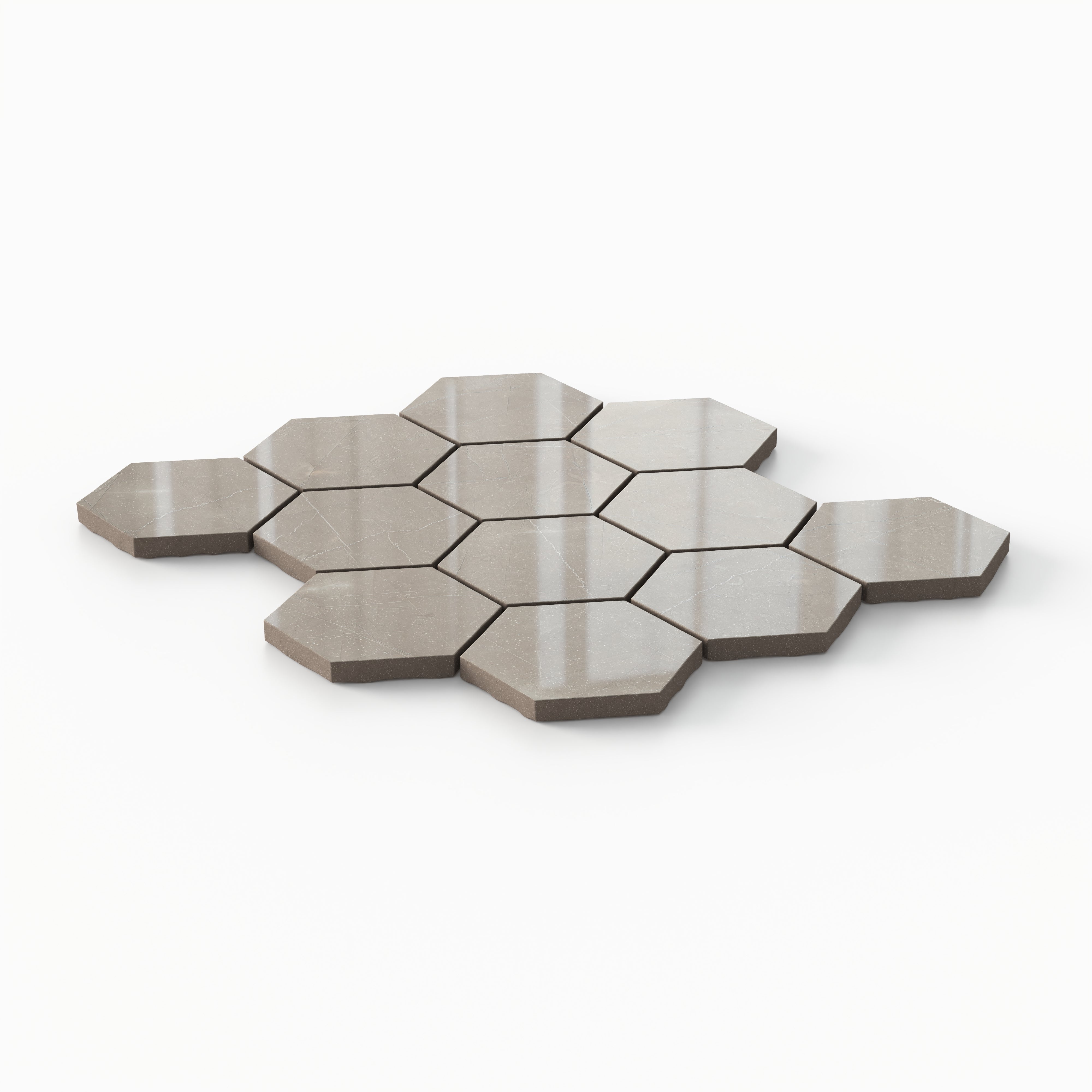 Leona 3x3 Polished Porcelain Hexagon Mosaic Tile in Amani Bronze