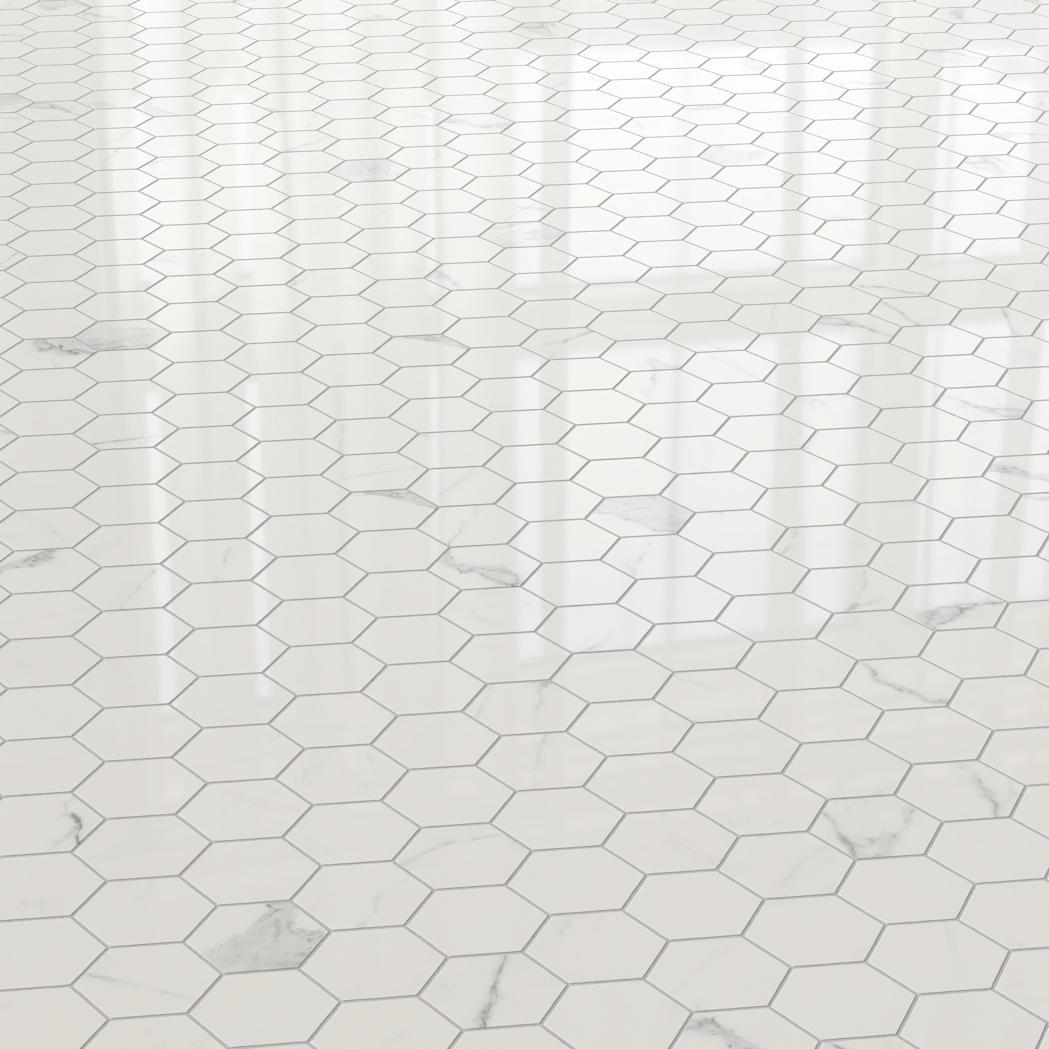 Leona 3x3 Polished Porcelain Hexagon Mosaic Tile in Calacatta