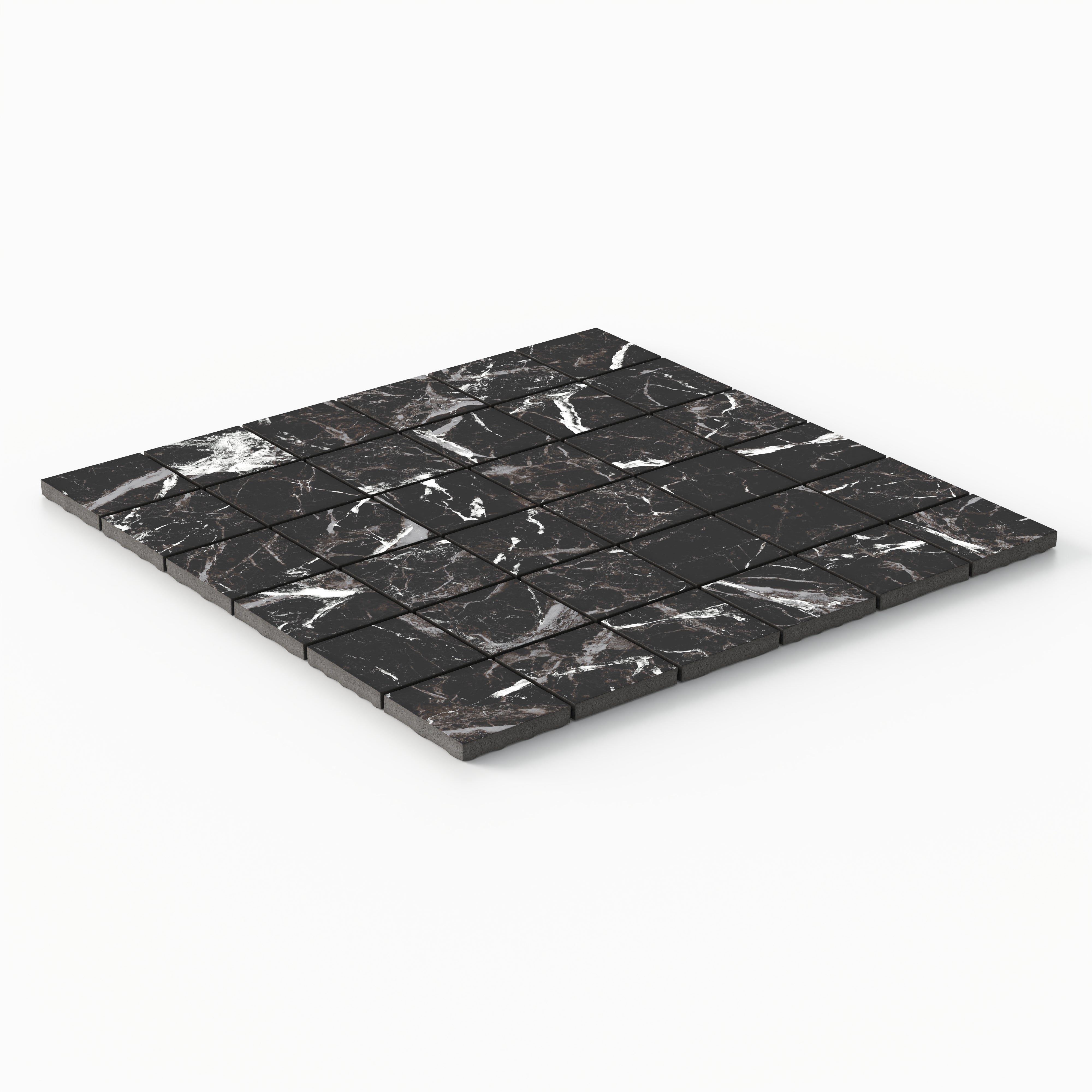 Blair 2x2 Matte Porcelain Mosaic Tile in Marmo Black