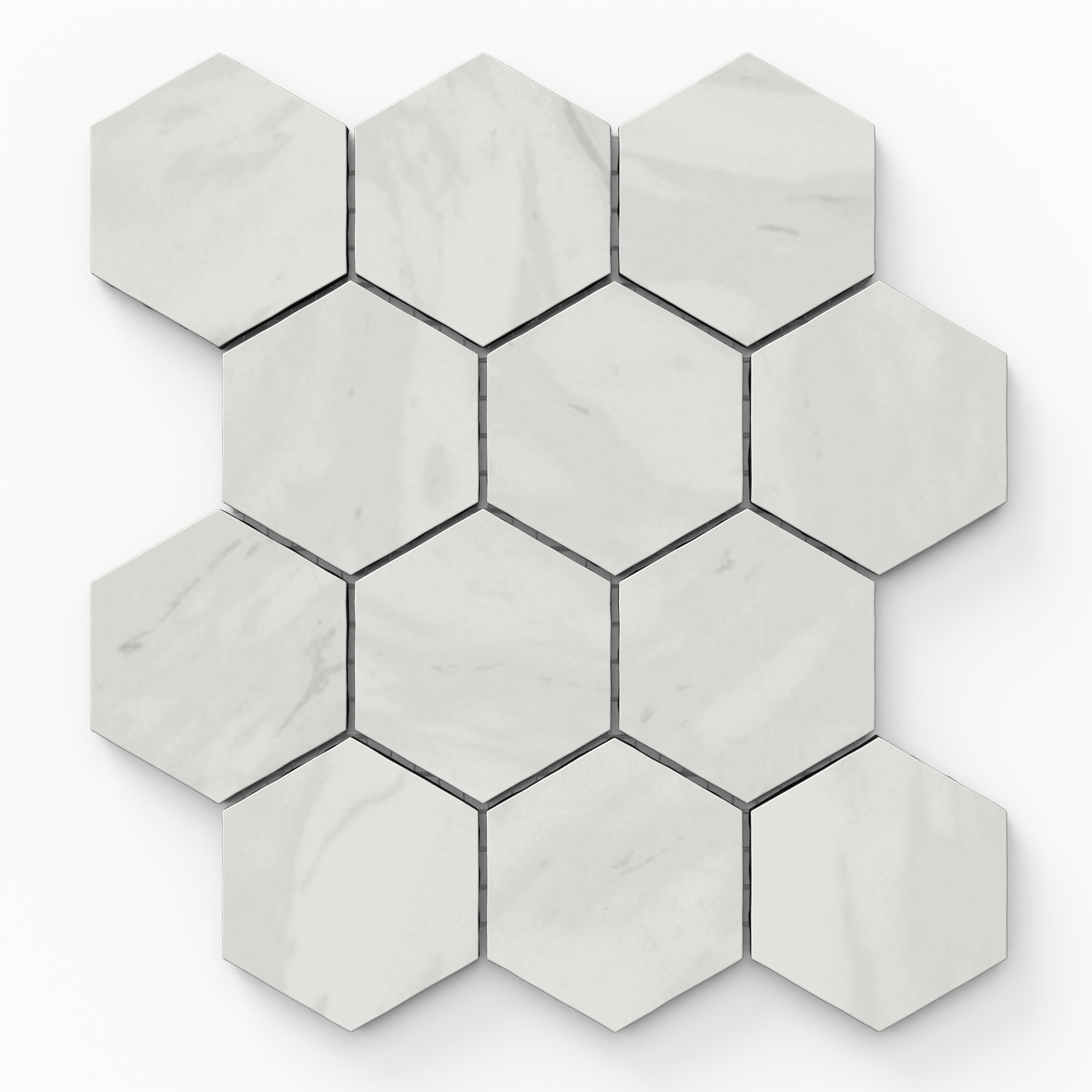 Blair 3x3 Matte Porcelain Hexagon Mosaic Tile in Volakas White