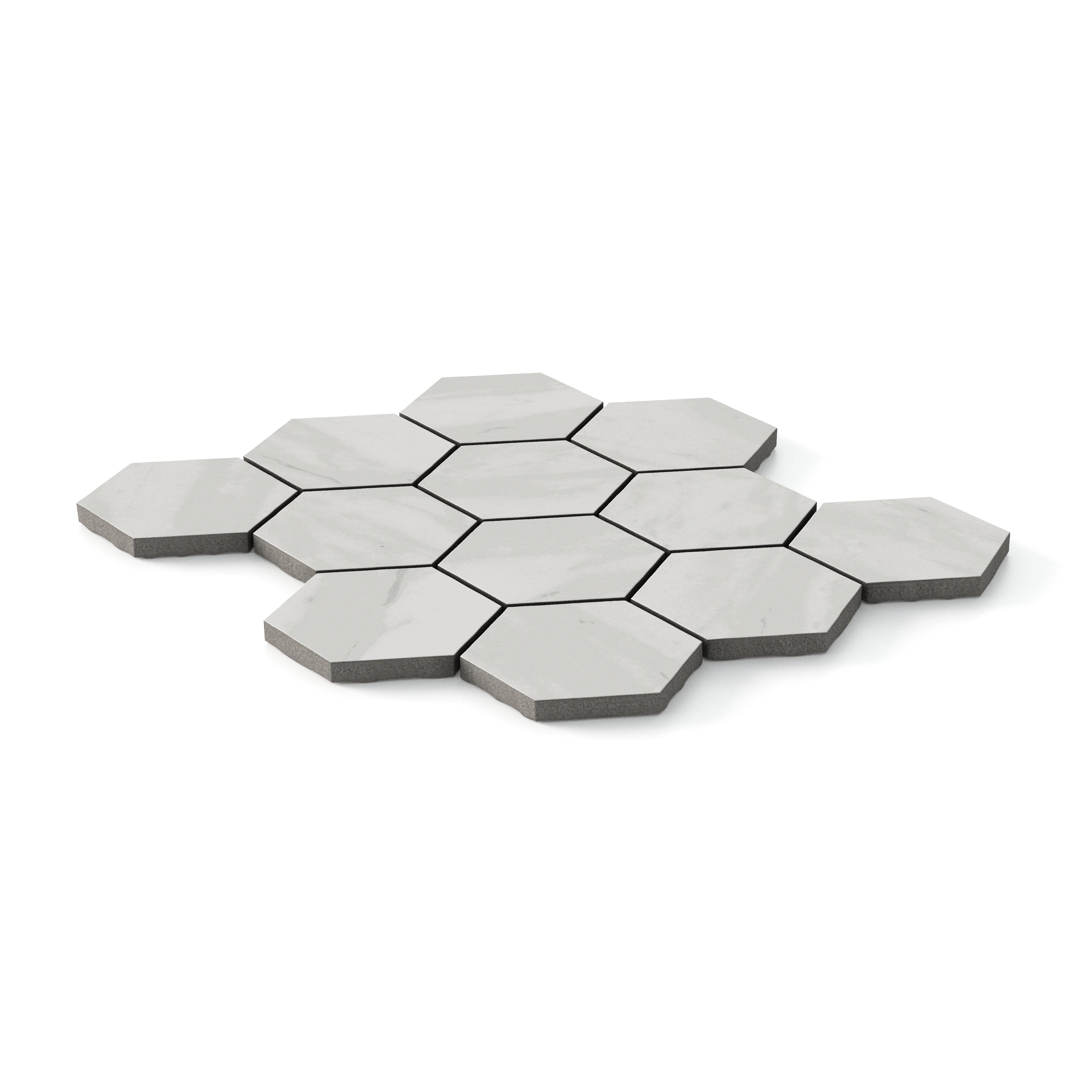 Blair 3x3 Matte Porcelain Hexagon Mosaic Tile in Volakas White