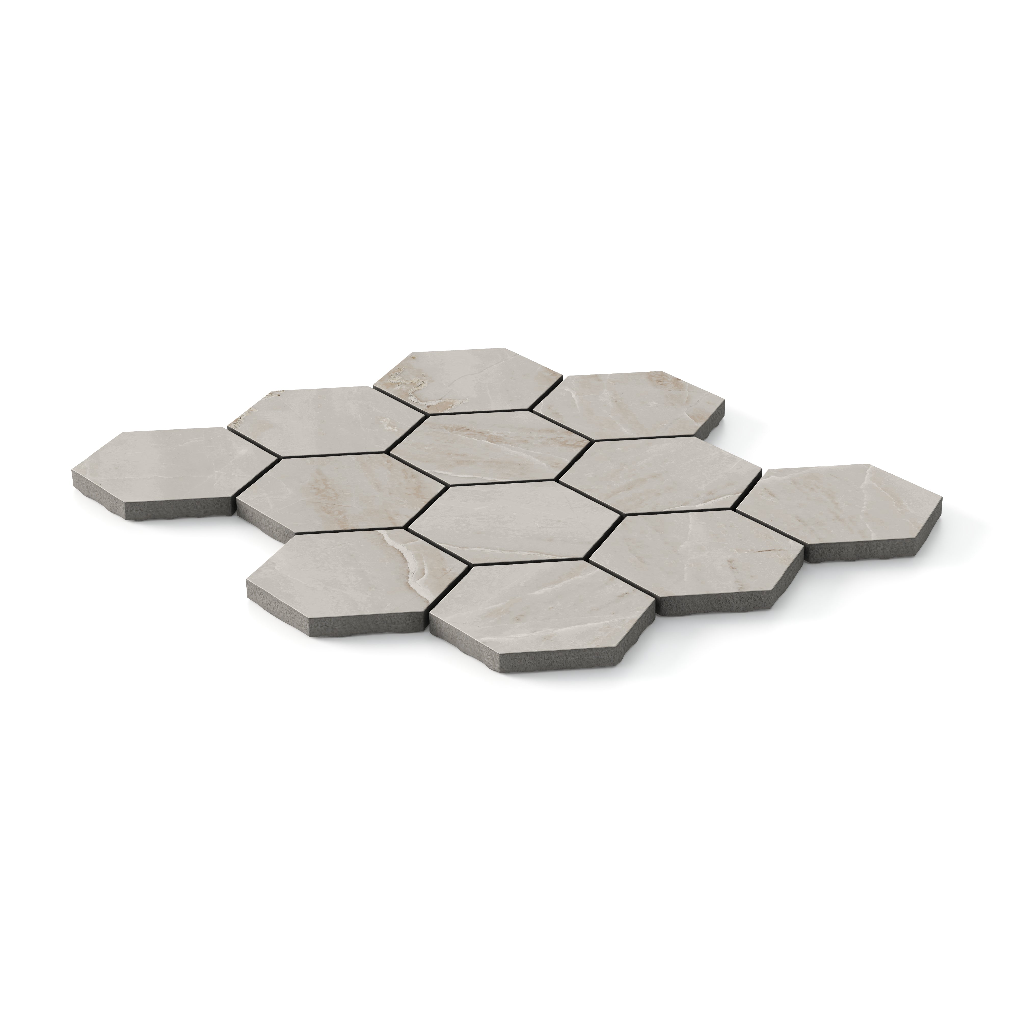 Blair 3x3 Matte Porcelain Hexagon Mosaic Tile in Oniciata Beige