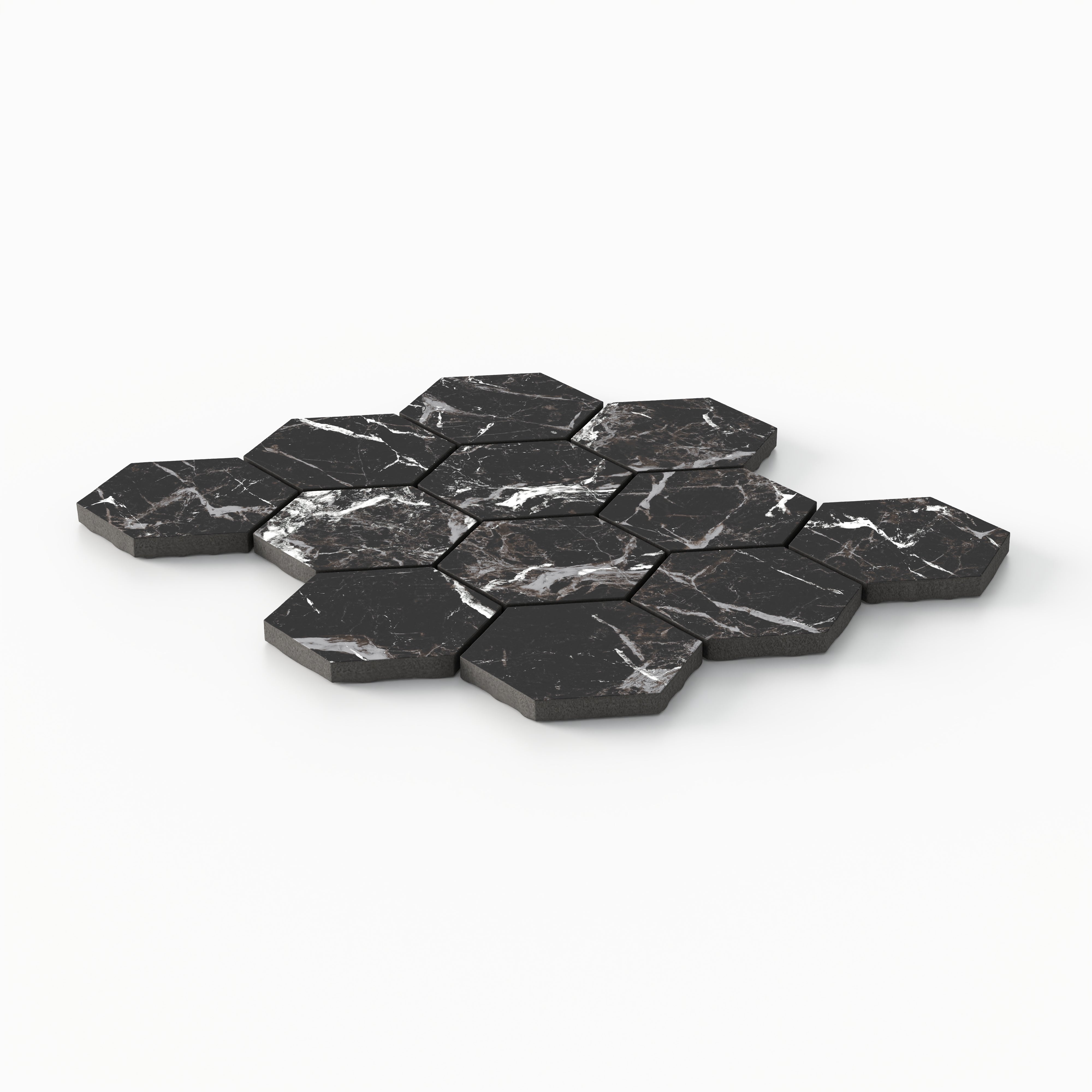 Blair 3x3 Matte Porcelain Hexagon Mosaic Tile in Marmo Black