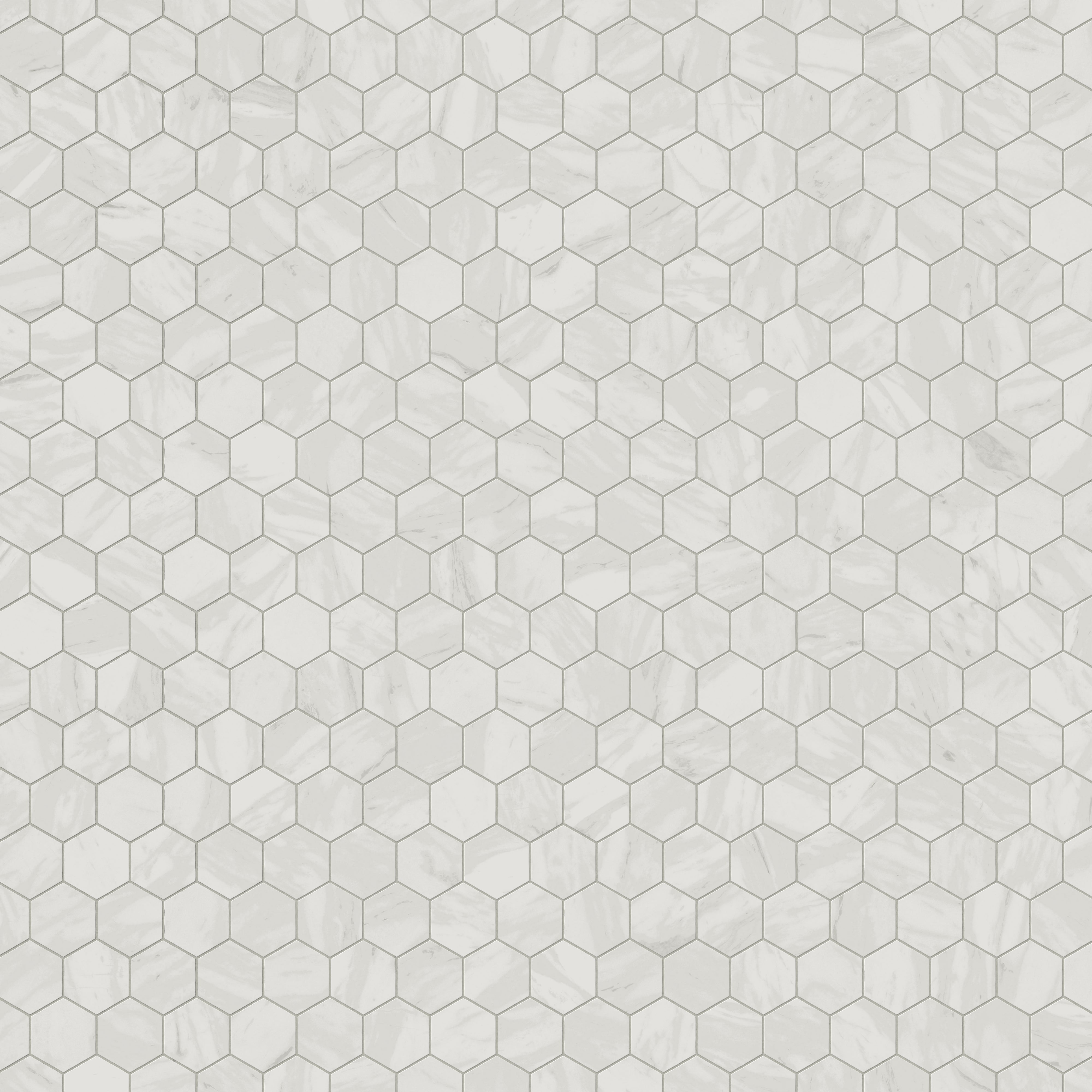 Blair 3x3 Polished Porcelain Hexagon Mosaic Tile in Volakas White