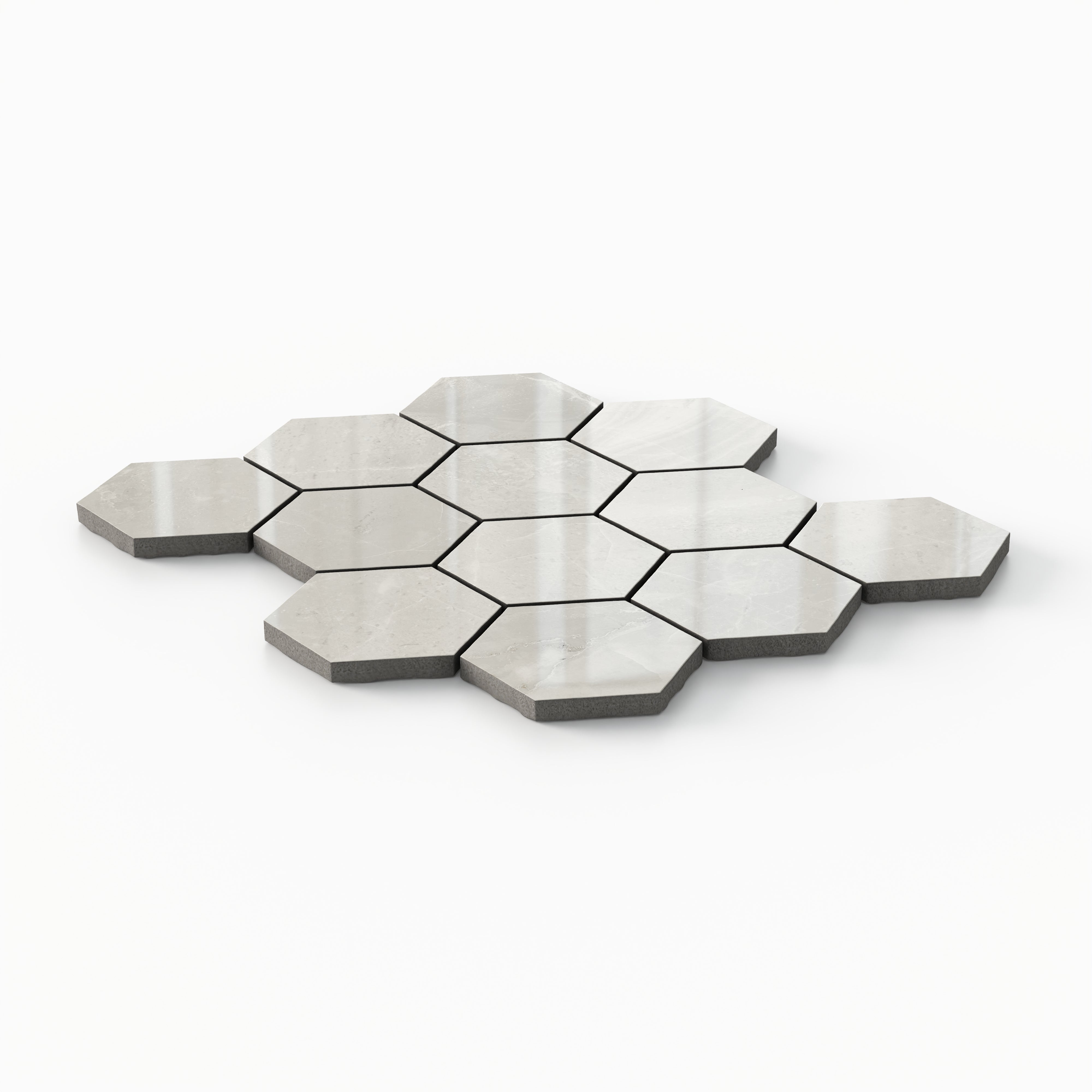 Blair 3x3 Polished Porcelain Hexagon Mosaic Tile in Oniciata Beige