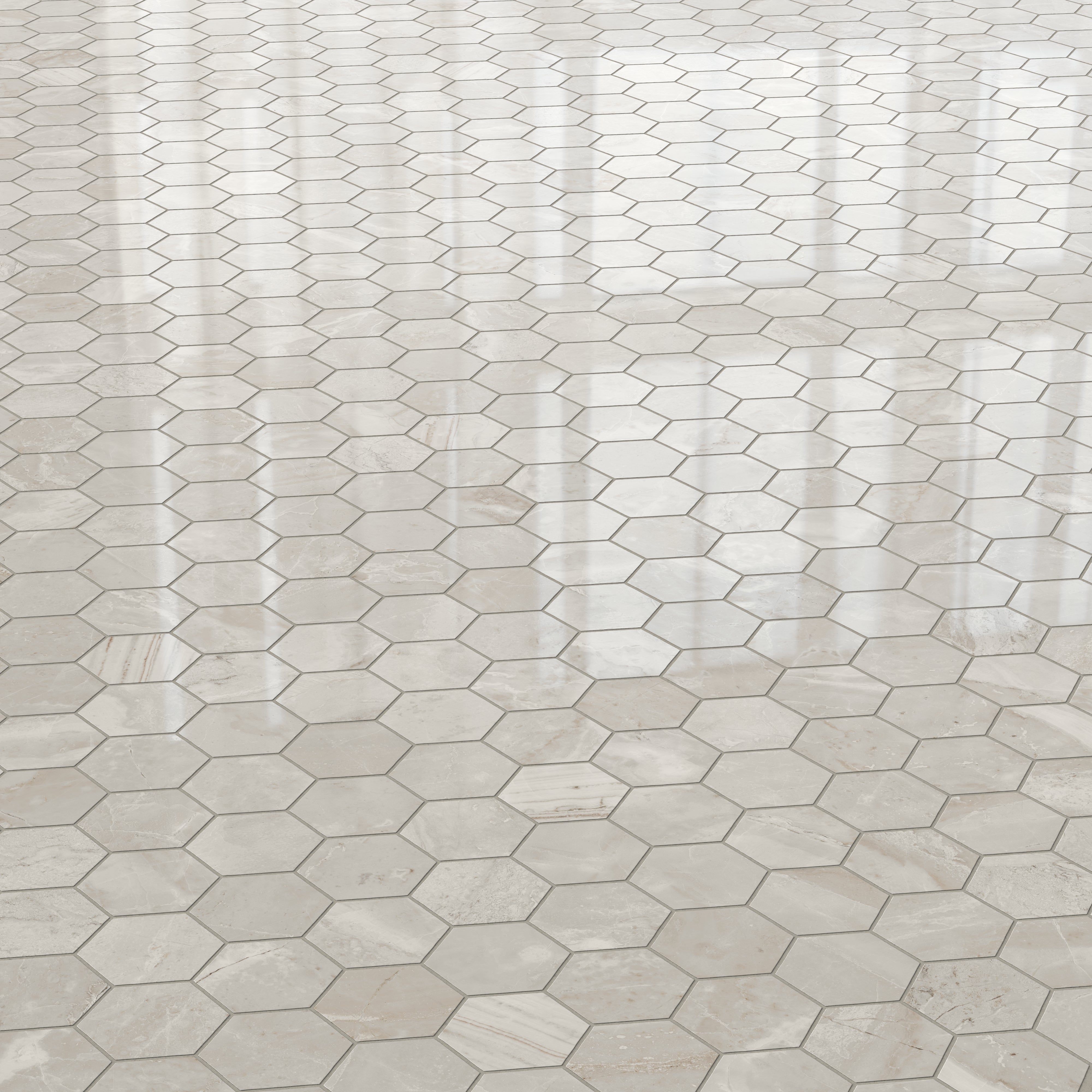 Blair 3x3 Polished Porcelain Hexagon Mosaic Tile in Oniciata Beige