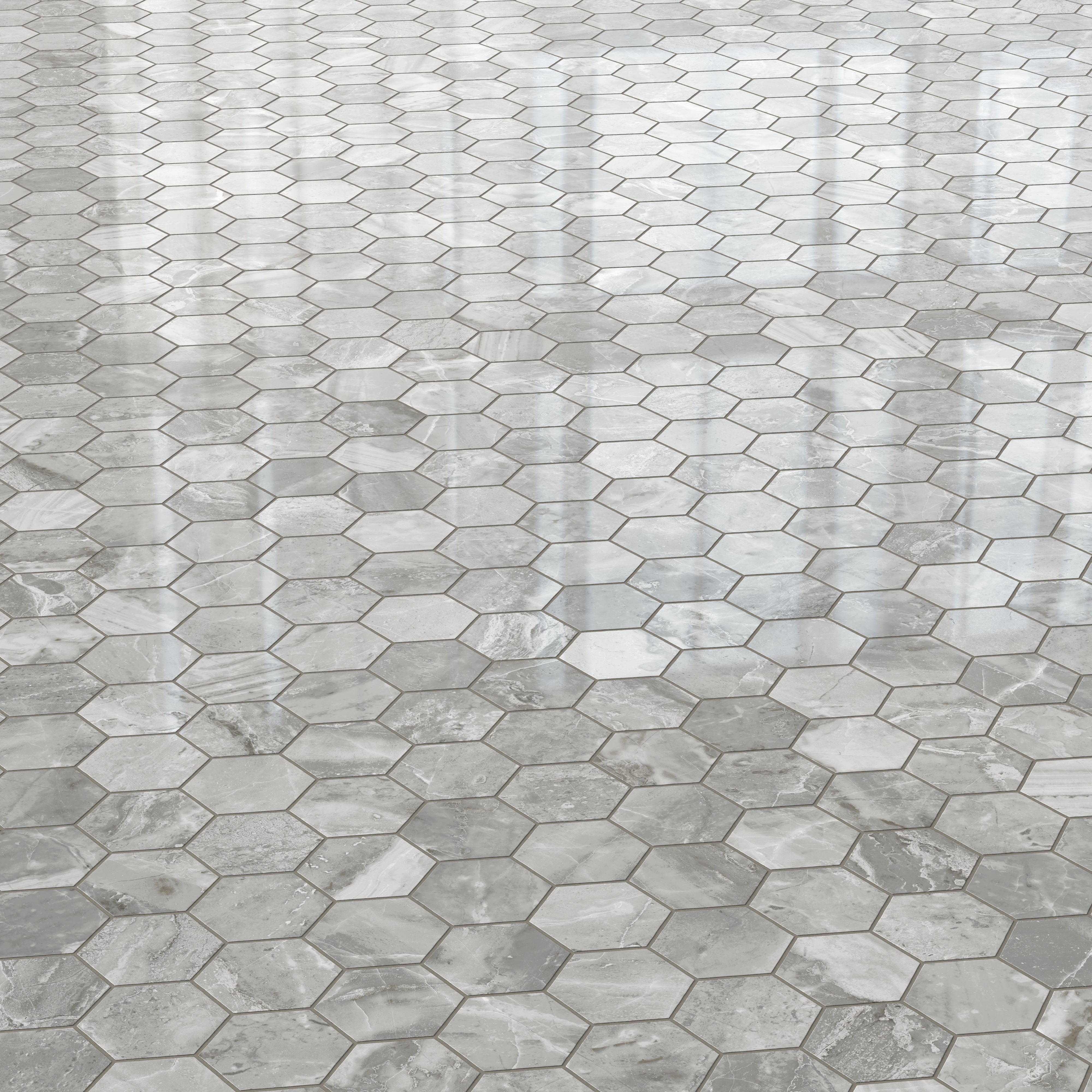 Blair 3x3 Polished Porcelain Hexagon Mosaic Tile in Oniciata Grey