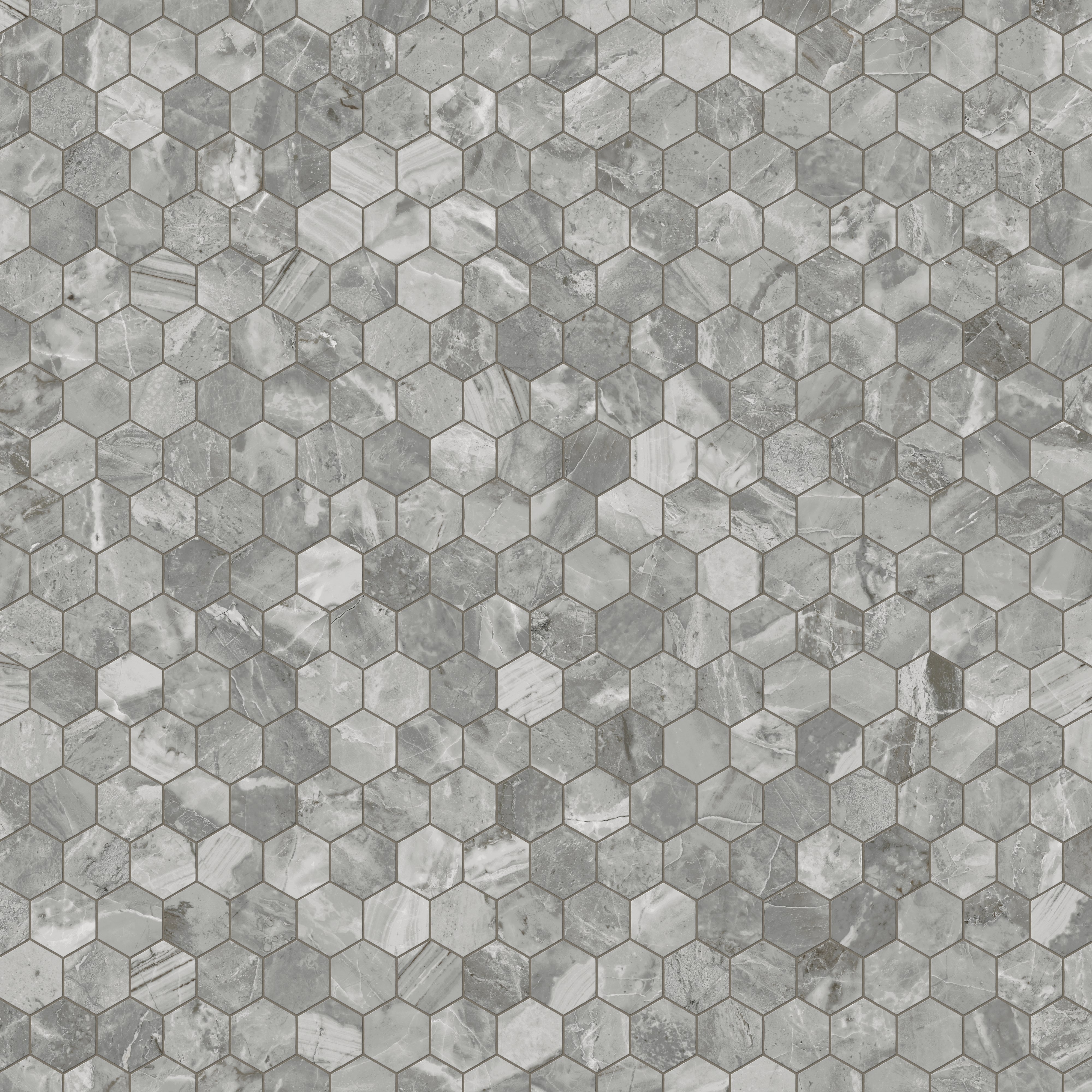 Blair 3x3 Polished Porcelain Hexagon Mosaic Tile in Oniciata Grey