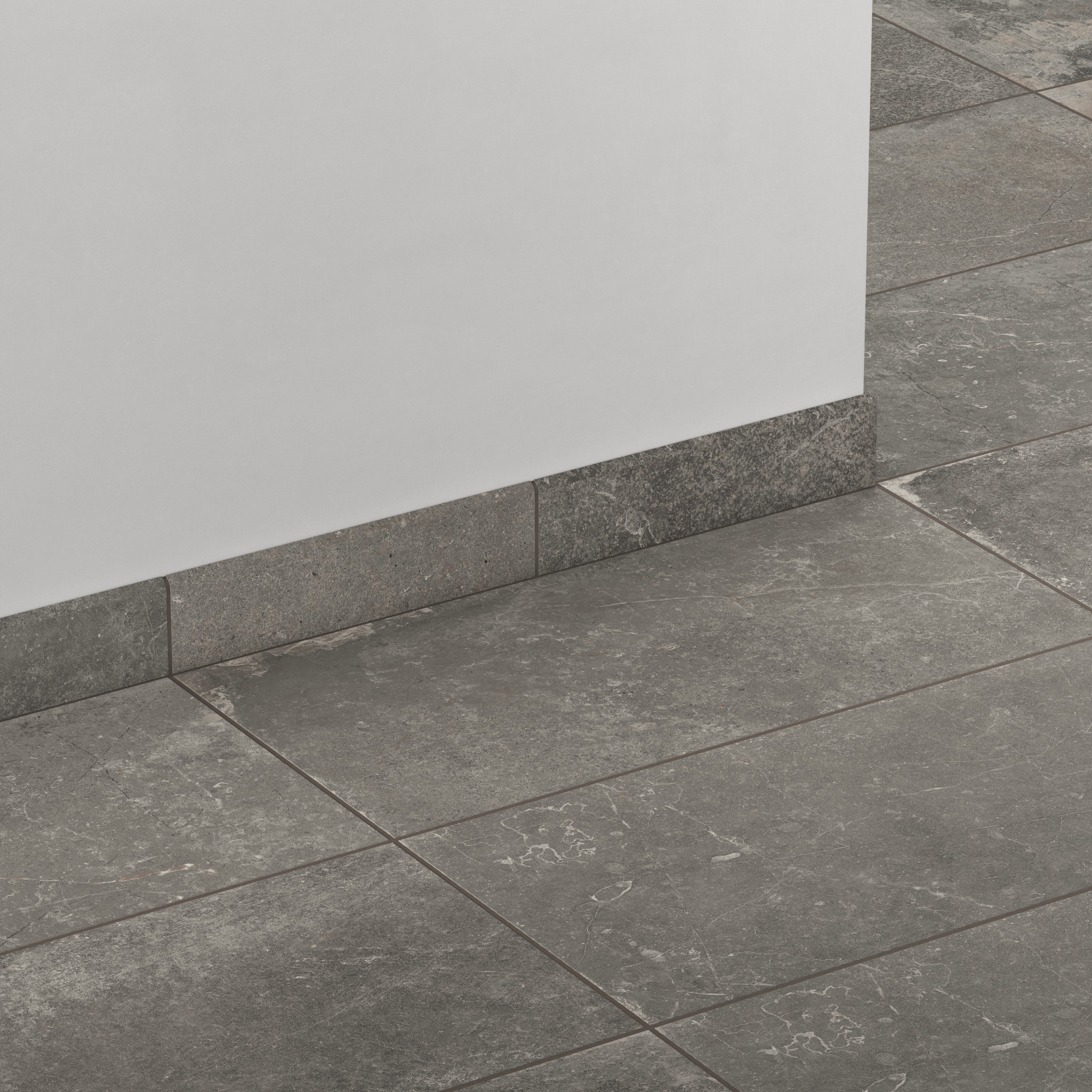 Wesley 3x12 Matte Porcelain Bullnose Tile in Smoke