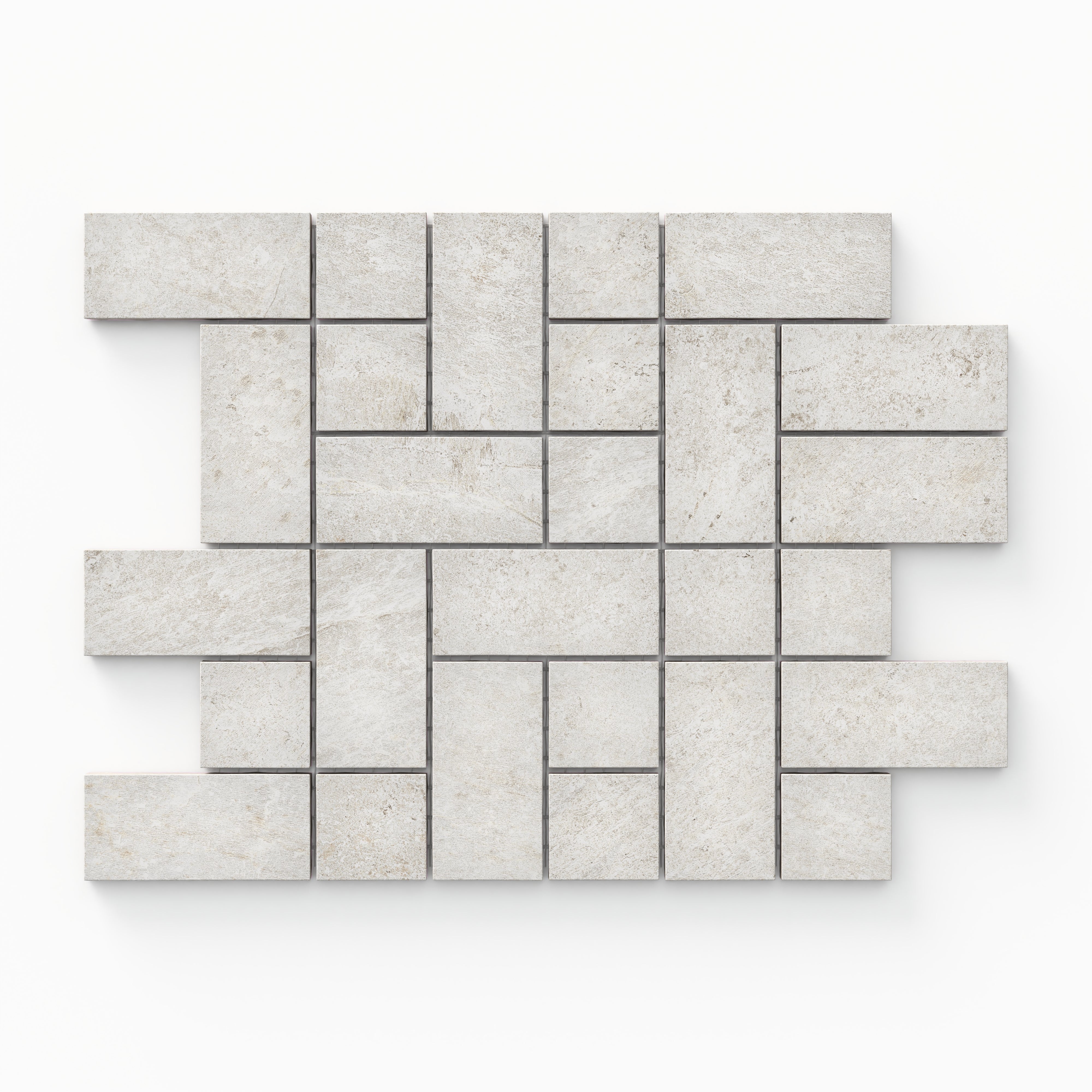Dawson 8.7x12 Matte Porcelain Tetris Mosaic Tile in Alabaster