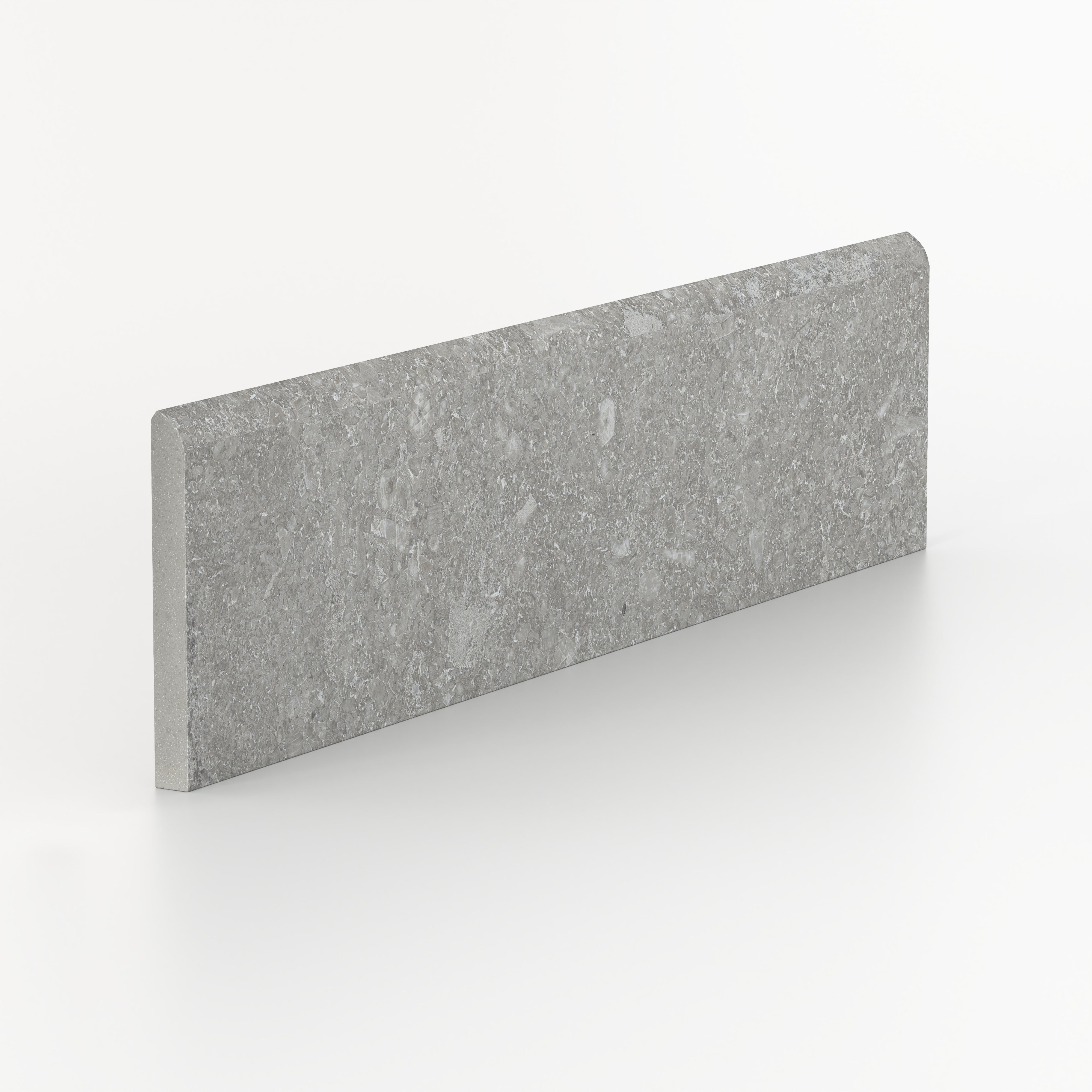 Tatum 3x12 Matte Porcelain Bullnose Tile in Cross-Cut Ash