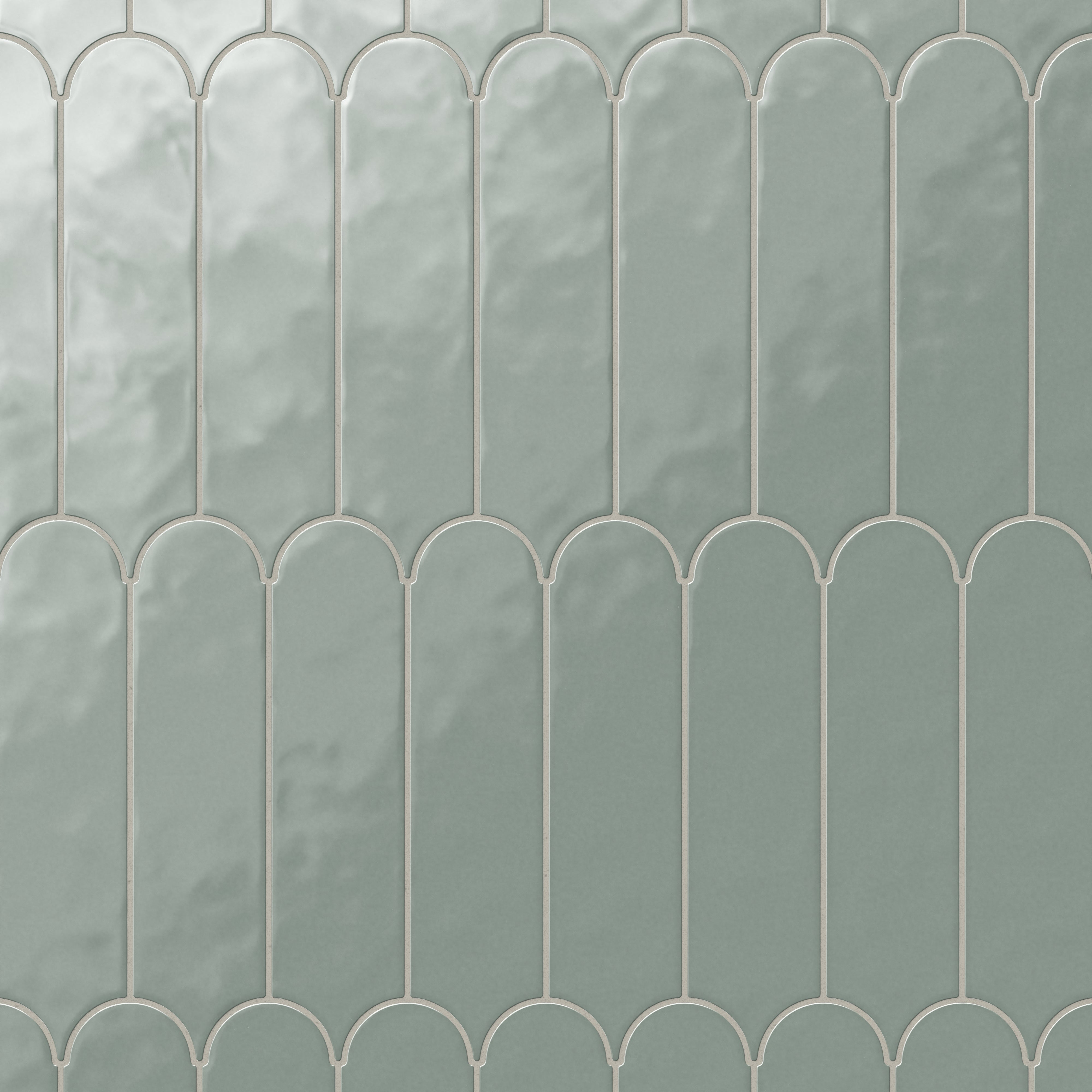 Sarina 3x12 Glossy Ceramic Fishscale Tile in Seafoam