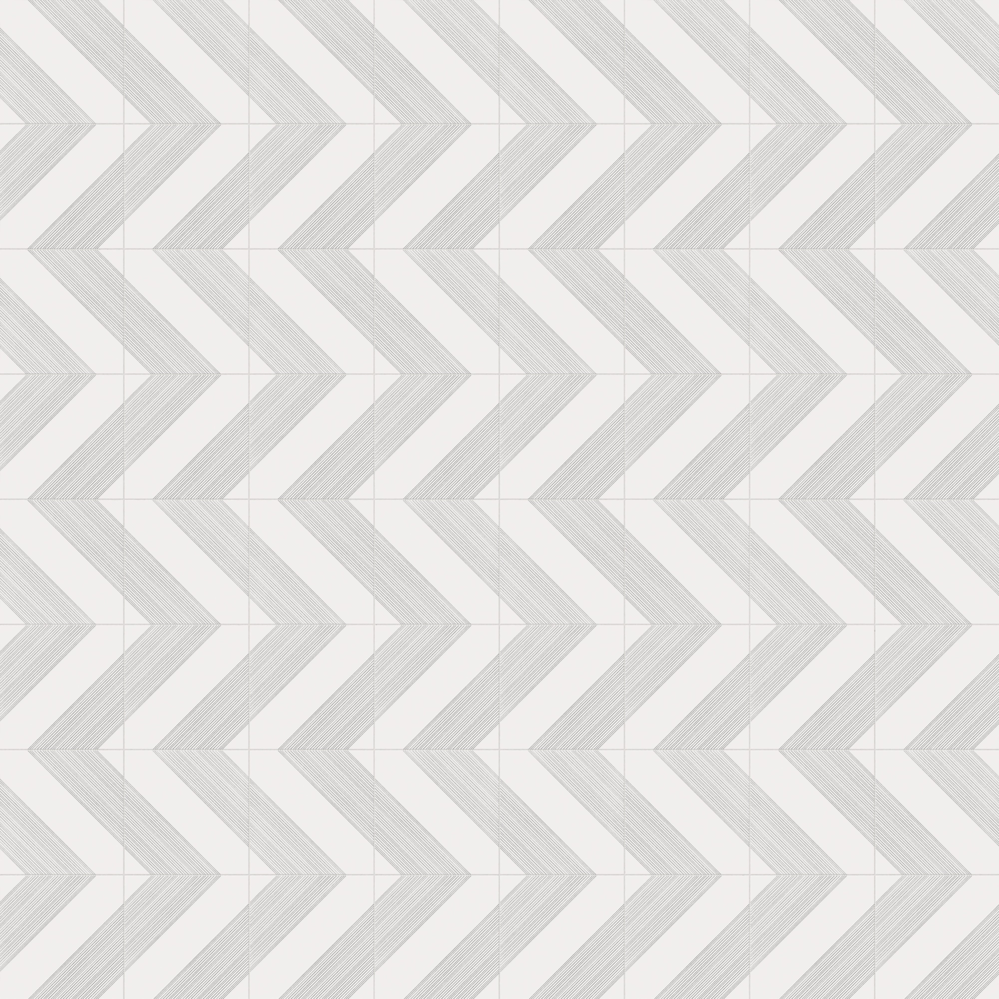 Estelle 12x12 Satin Ceramic Tile in Deco 1 White Silver