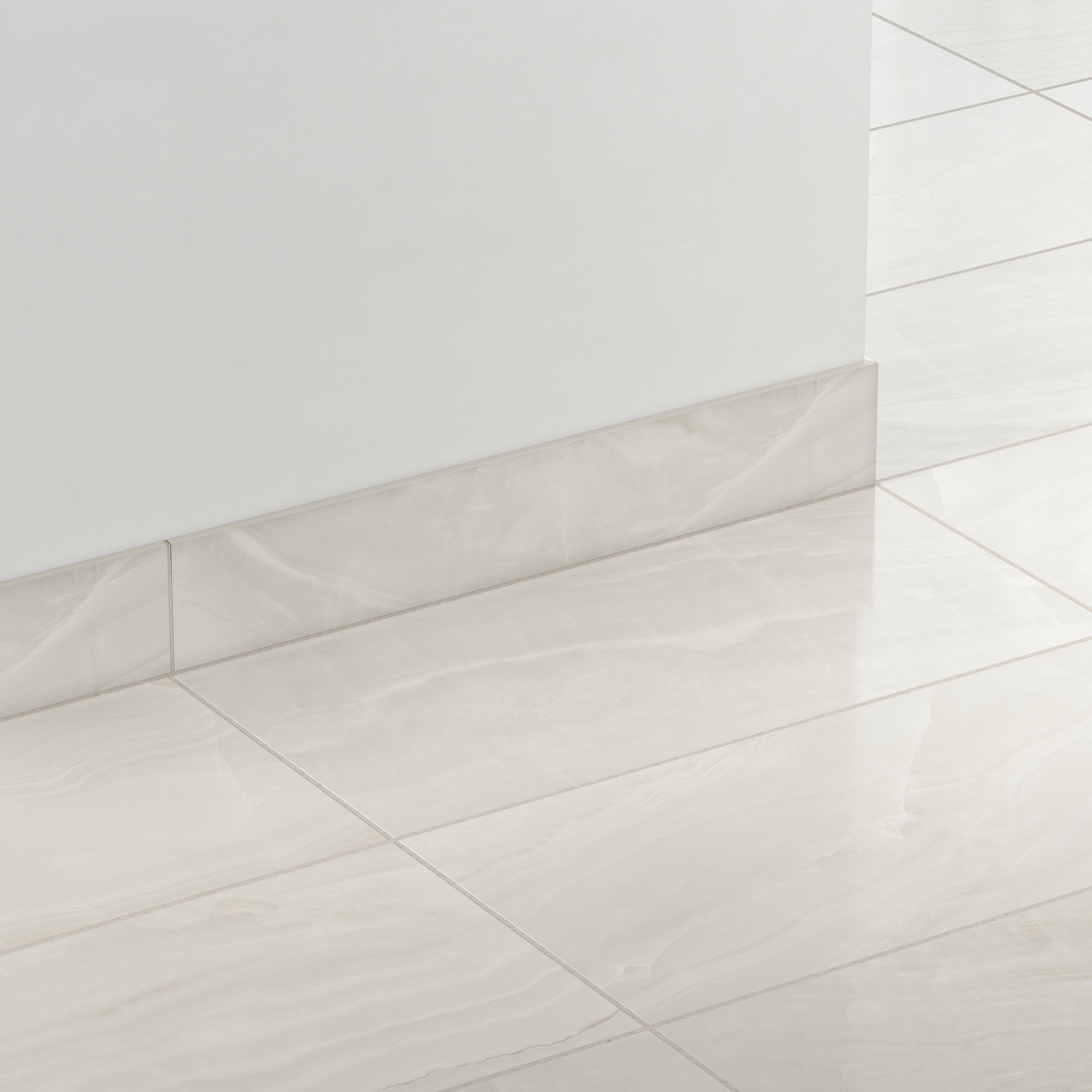 Giselle 4x24 Satin Porcelain Bullnose Tile in Shell