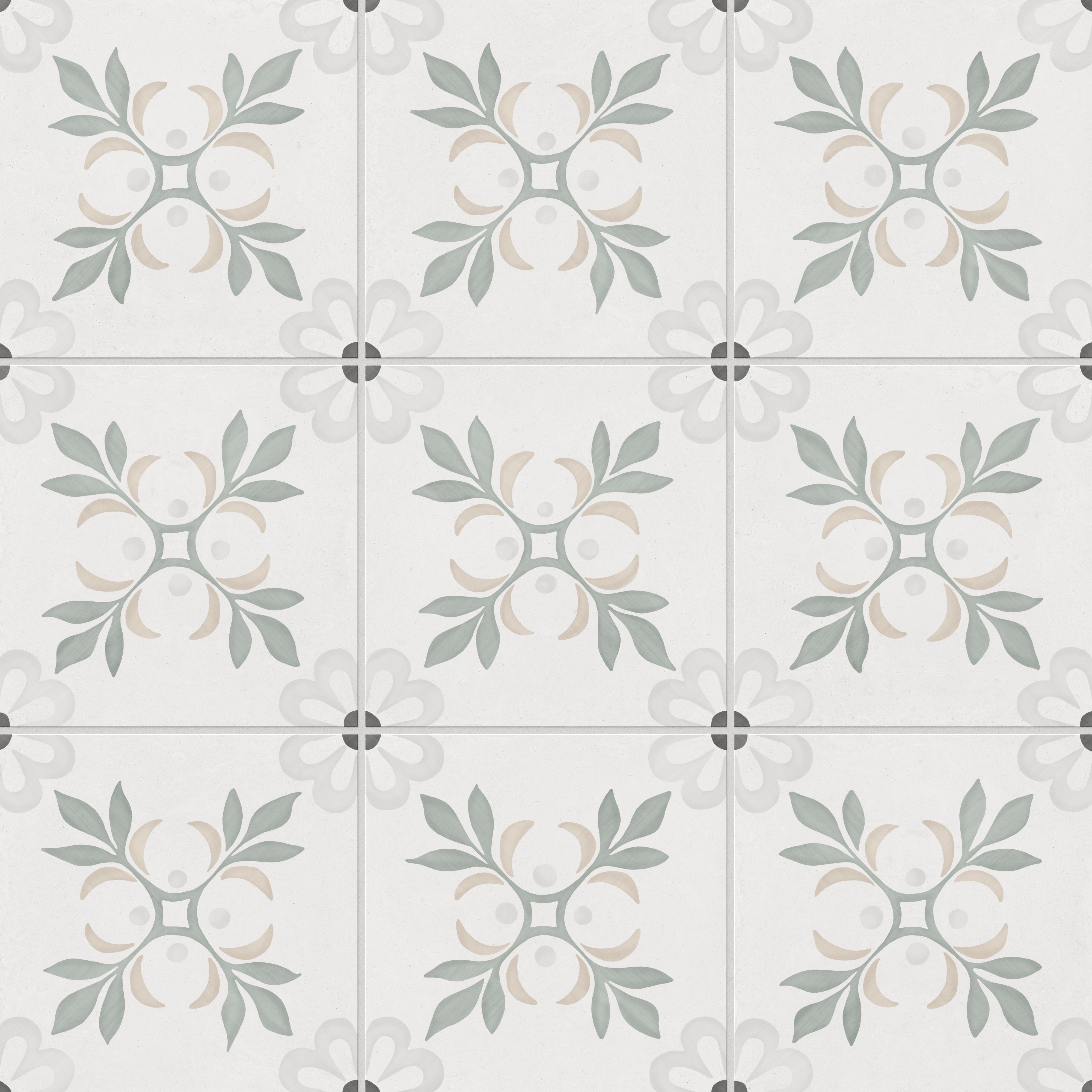 Cassidy 9x9 Matte Porcelain Tile in Sage Bouquet