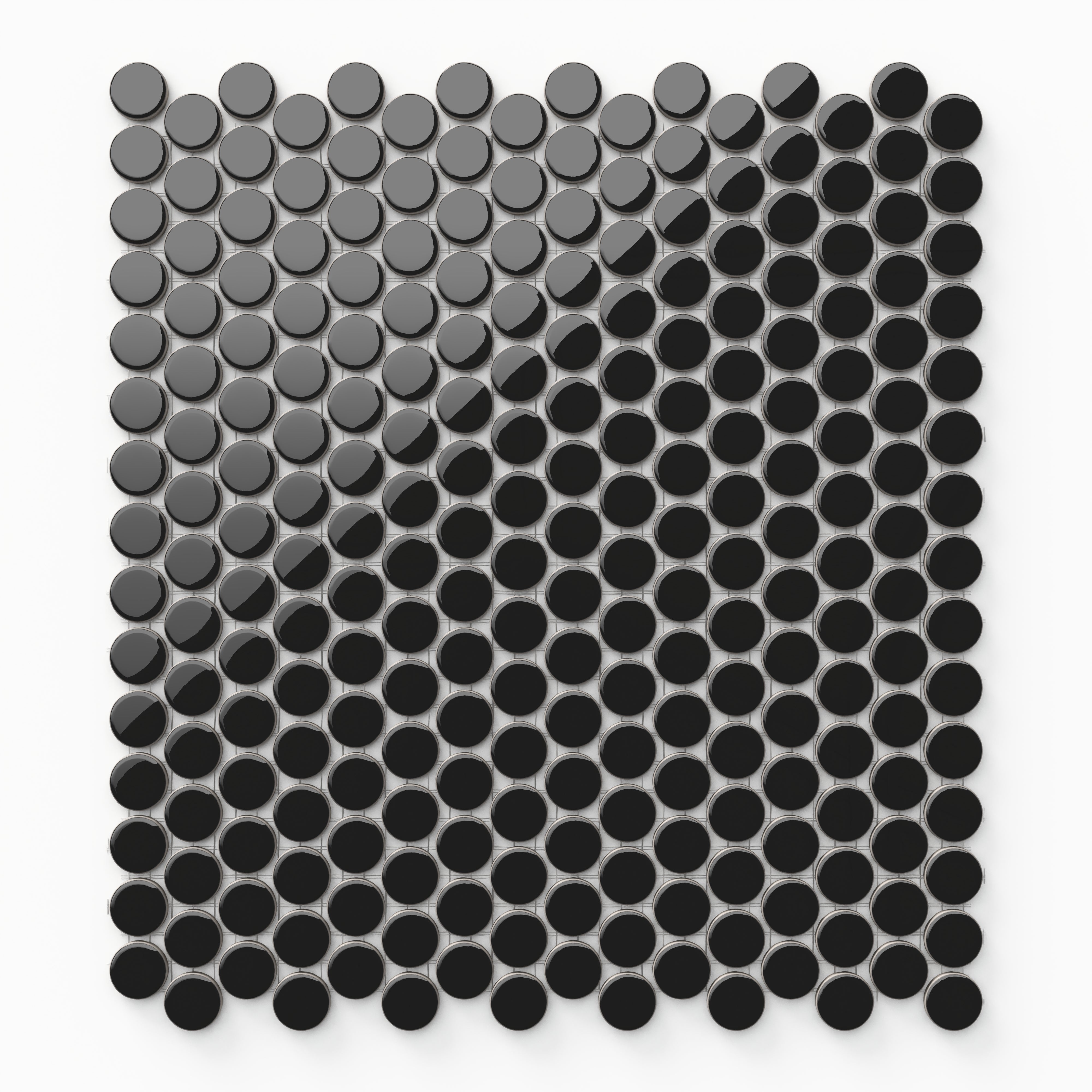 Ollie 3/4x3/4 Glossy Porcelain Mosaic Penny Round Tile in Black
