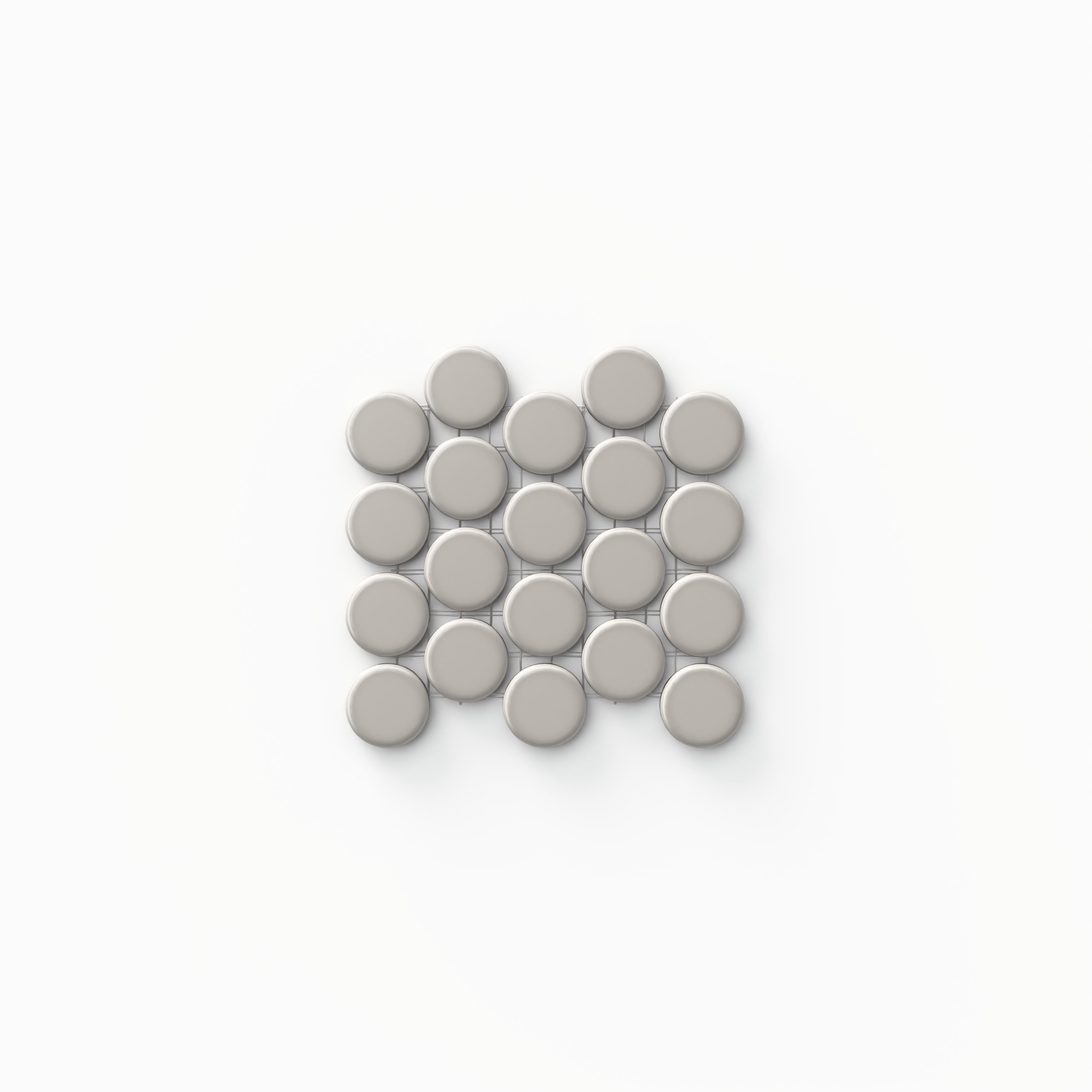 Ollie 3/4x3/4 Bright Porcelain Mosaic Penny Round Tile in Grey Sample